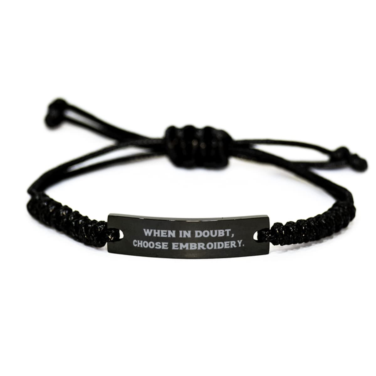 Black Rope Bracelet with Embroidery - Unique Engraved Gift for Men & Women | Handmade Fashion Jewelry for Everyday Wear, Special Occasions & Couple Matching