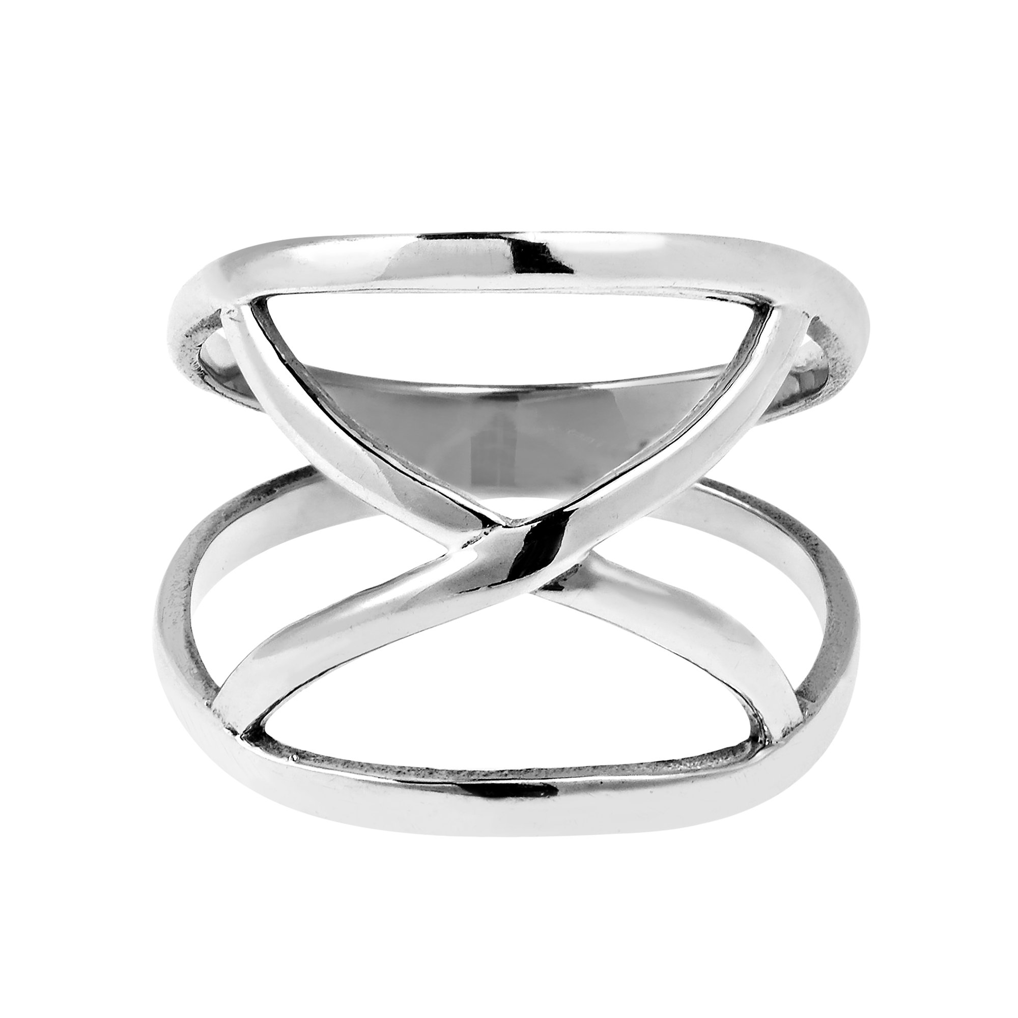 AeraVida Modern Infinite Loop Open X Orbit .925 Sterling Silver Band Ring for Women | Wedding, Engagement & Fashion Statement Jewelry | Casual Everyday Wear | Size 6-10 | Perfect for Date Night, Office & Special Occasions