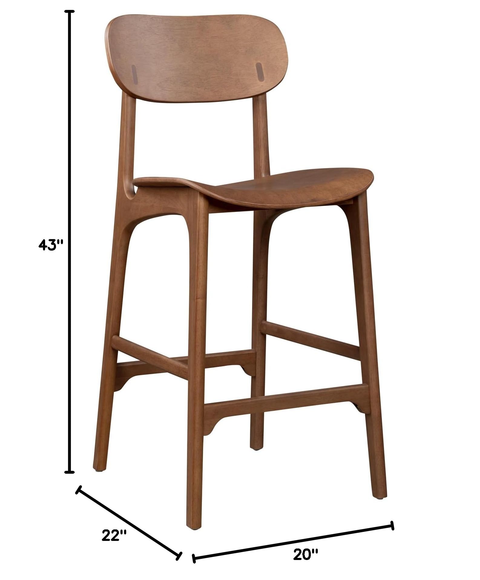 Solvang Wood Bar Stool with Brown Ale Finish - Rustic Pub Style Counter Height Stool for Kitchen Island, Home Bar & Breakfast Nook