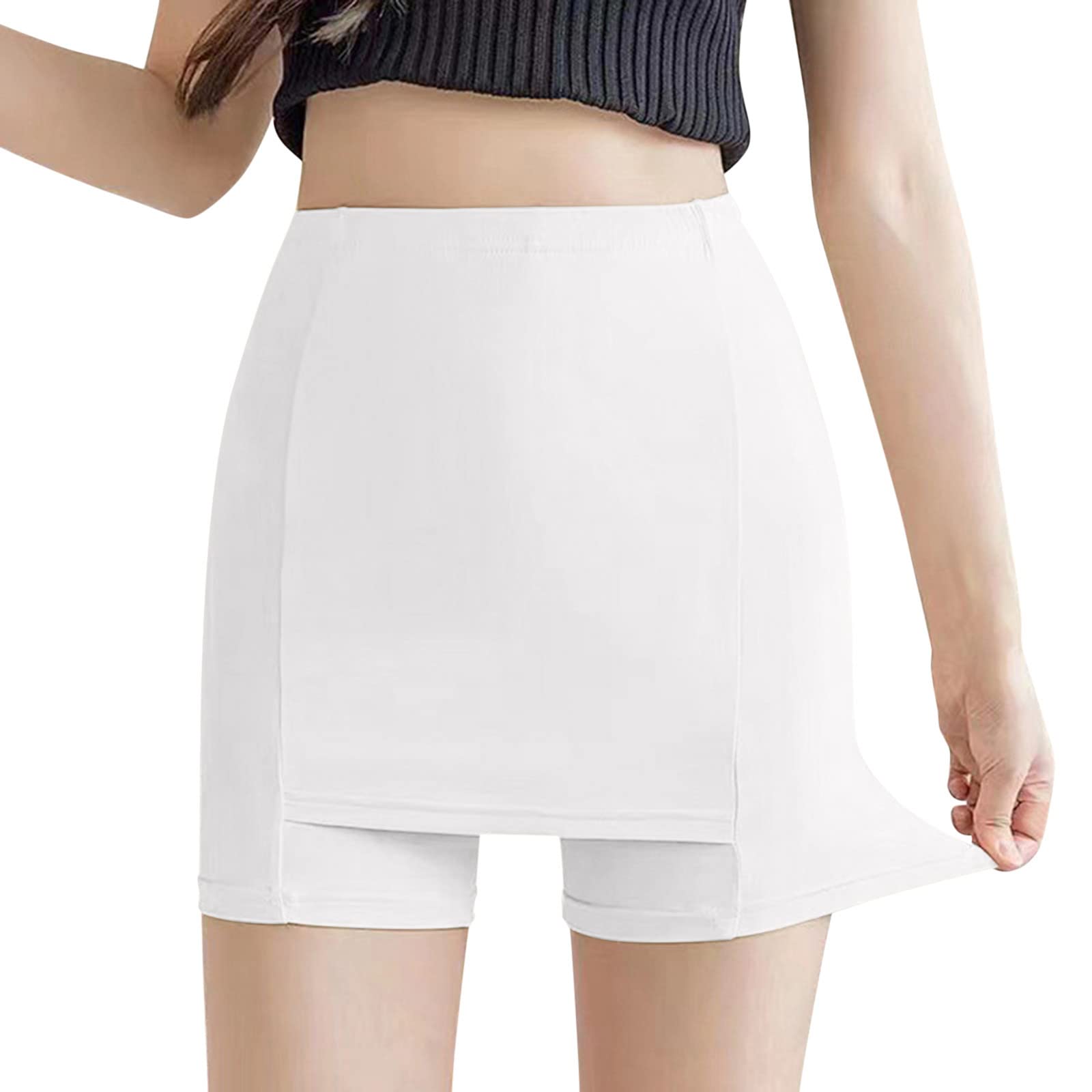 Women's Cotton Leggings with Front Crotch Slip Shorts - Smooth Boyshort Underwear for Under Dresses - Comfortable Thigh-Length Cute Boxers for Yoga, Workout & Everyday Wear