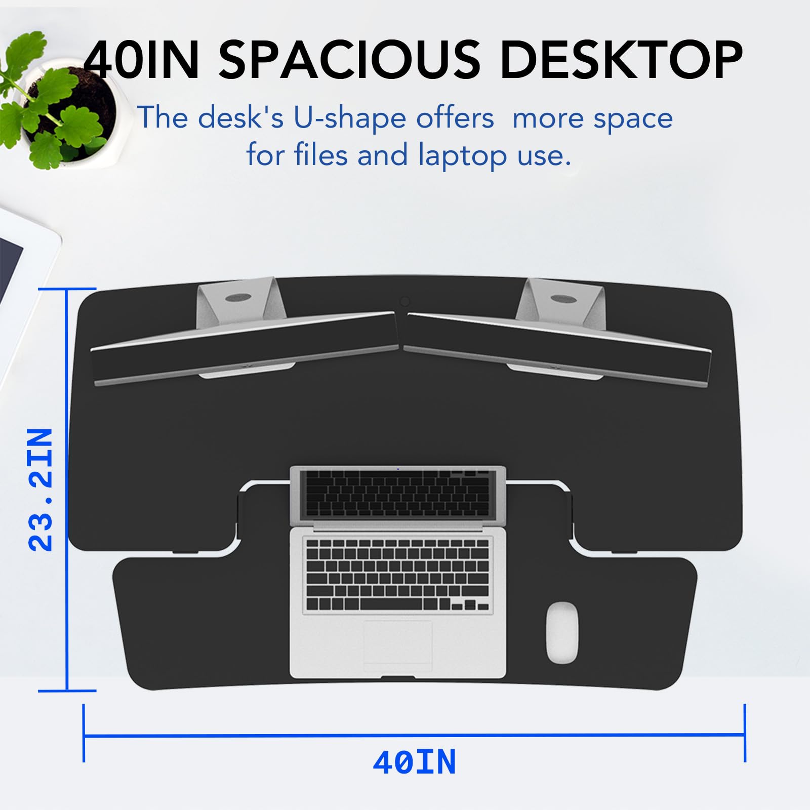 FLEXISPOT 40-inch Standing Desk Converter - Adjustable Height Sit Stand Desk Riser with Spacious 2-Tier Desktop | Ergonomic Computer Workstation for Home & Office (Black) | Perfect for Remote Work, Gaming, and Study Spaces