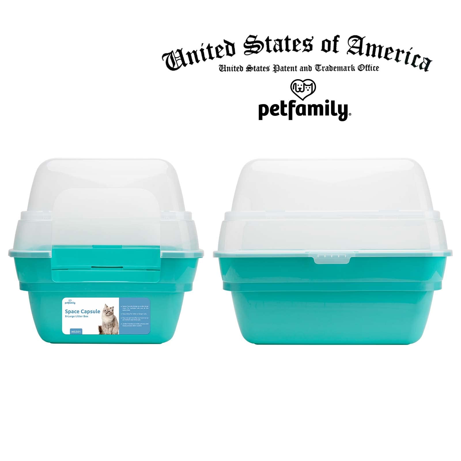 Foldable Large Hooded Cat Litter Box with Transparent Lid - Jumbo Size for Multiple Cats, Odor Control & Privacy (Teal) | Ideal for Home, Apartment & Travel Use