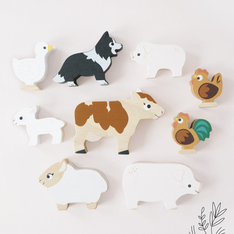 Petilou Wooden Farm Animal Stacking Toys with Storage Bag - Montessori Learning Toys for Toddlers, Perfect for Farm-Themed Playrooms & Early Childhood Education