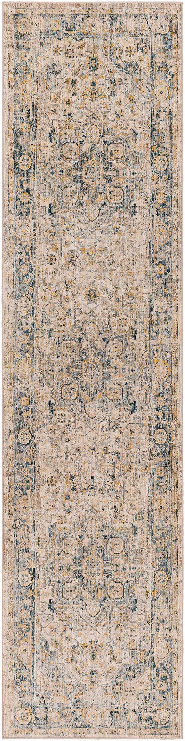 Hauteloom Chuka Traditional Beige and Blue Area Rug 5' x 7'5