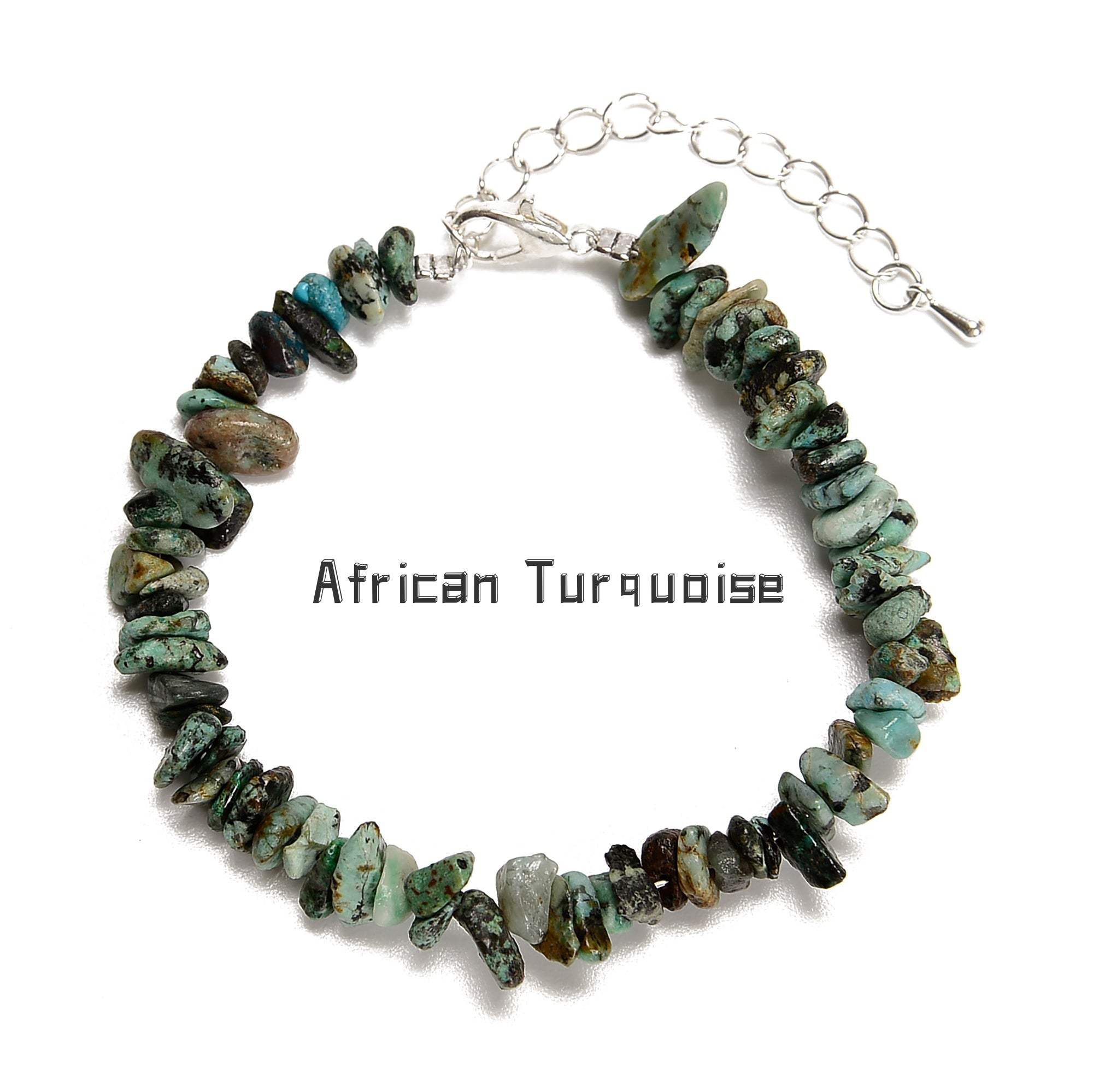 02 Mixed Gemstone Chips Bracelet with Silver Plated Clasp - 5mm & 8mm Beads, 7