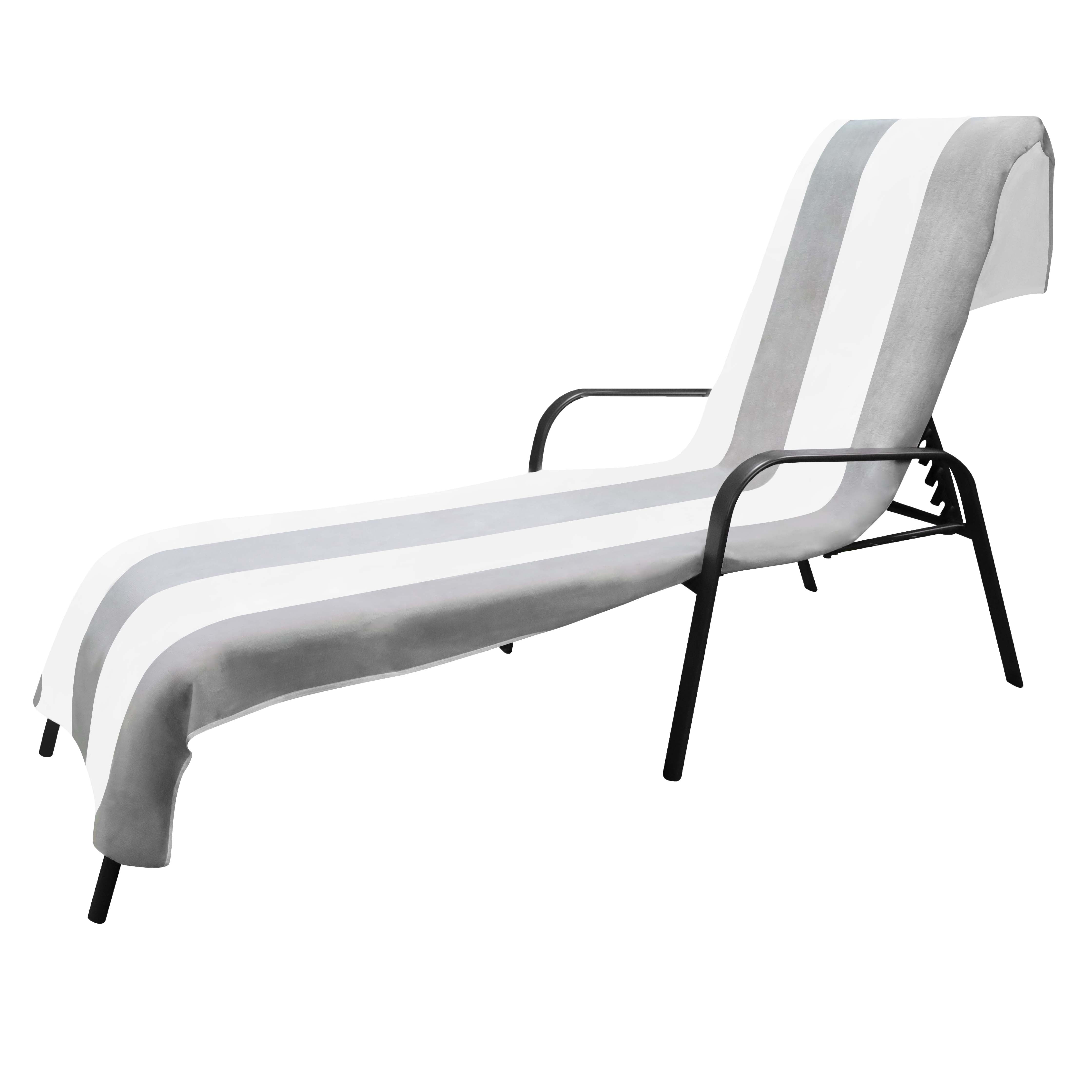 Premium Cotton Cabana Stripe Chaise Lounge Chair Cover - Standard Size, UV Resistant & Waterproof - Perfect for Poolside, Patio, and Outdoor Furniture Protection