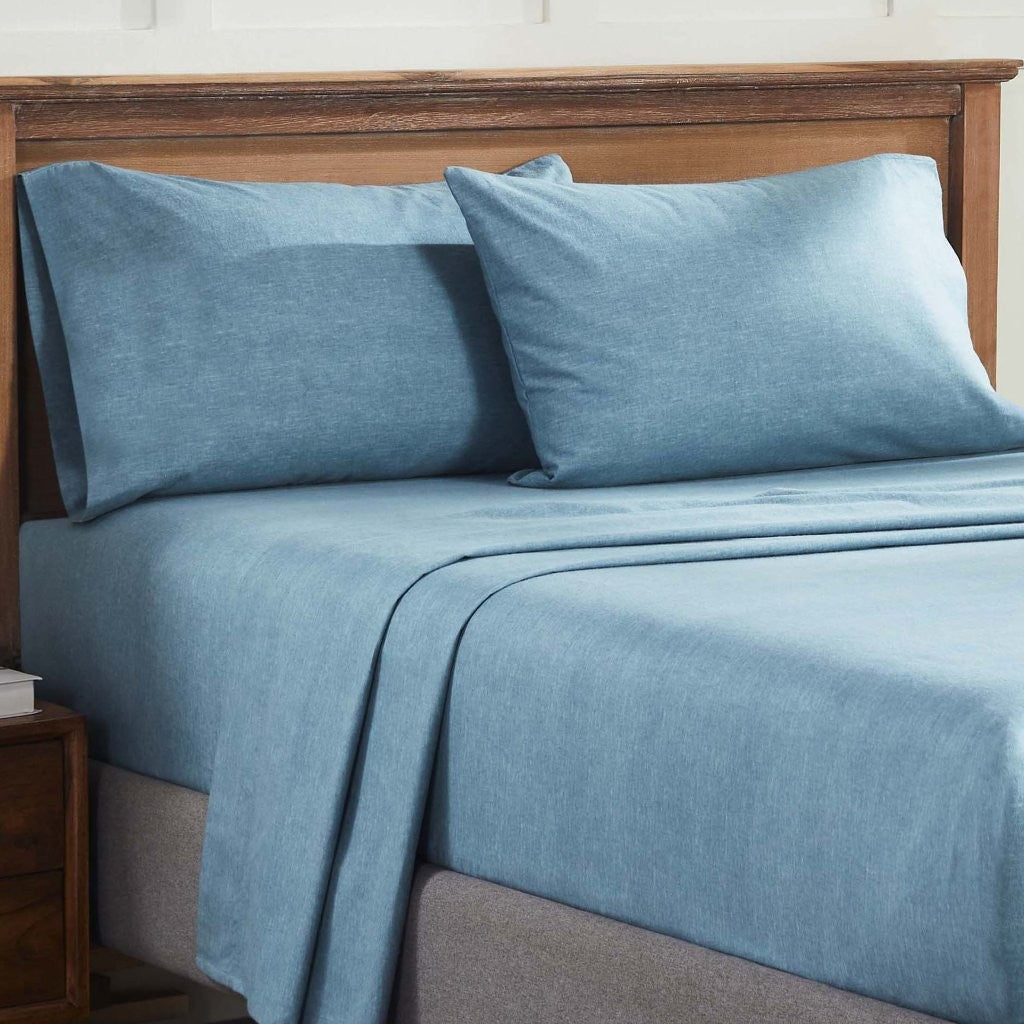 Premium Melange Flannel Cotton Two-Toned Brushed Deep Pocket Sheet Set - Ultra Soft & Cozy for Winter Nights, Perfect for Bedroom Comfort & Warmth