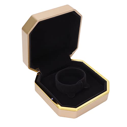 LED Bracelet Storage Box - Portable Jewelry Display Case with Velvet Lining for Engagement Rings, Wedding & Proposal Jewelry (Gold) | Perfect for Bridal Shower Gifts, Wedding Accessories & Jewelry Organization