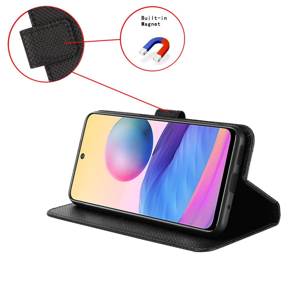 Premium PU Leather Flip Cover Case for Honor Magic 4 Pro (LGE-AN10) - Black | Slim Protective Phone Case with Card Slots | Perfect for Business & Everyday Use