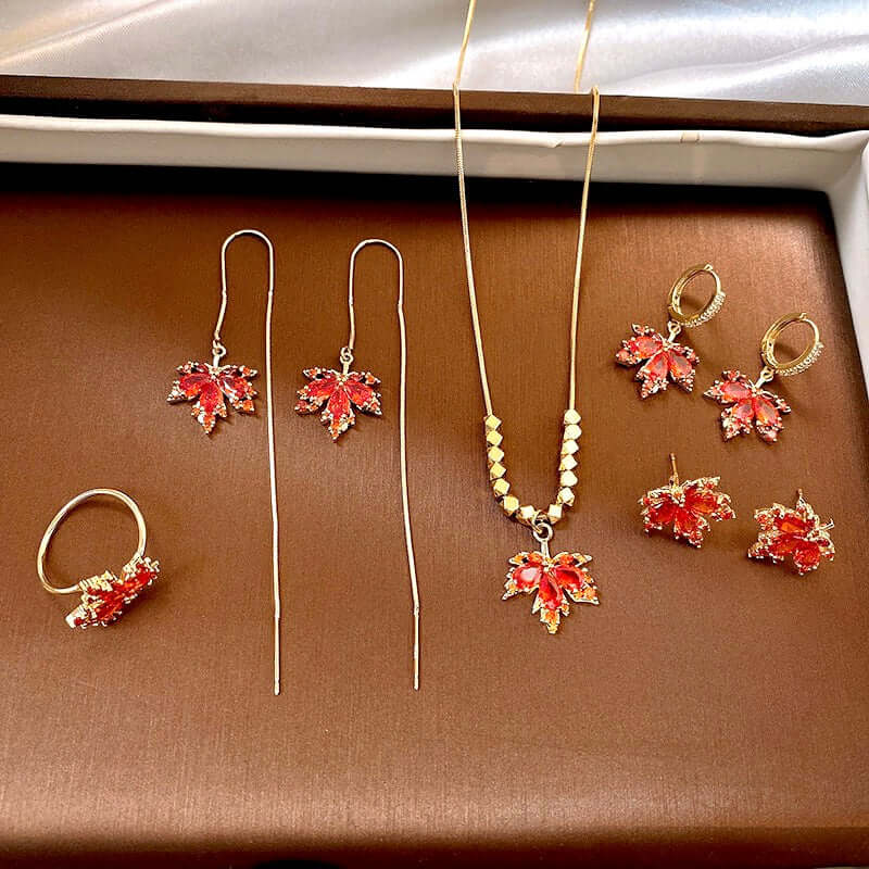 14K Gold Plated Maple Leaf Earrings for Women - Elegant Dangle Drop Earrings for Everyday Wear | Perfect Gift for Birthday, Anniversary & Mother's Day | GS040