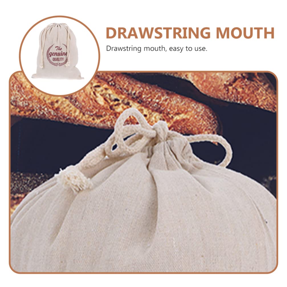 2-Pack Unbleached Linen Bread Bags - Reusable Bread Storage Pouches & Produce Bags for Bakery, Challah, Fruits - Eco-Friendly Cloth Shopping & Food Container Bags (Perfect for Homemade Bread, Groceries & Farmers Market)