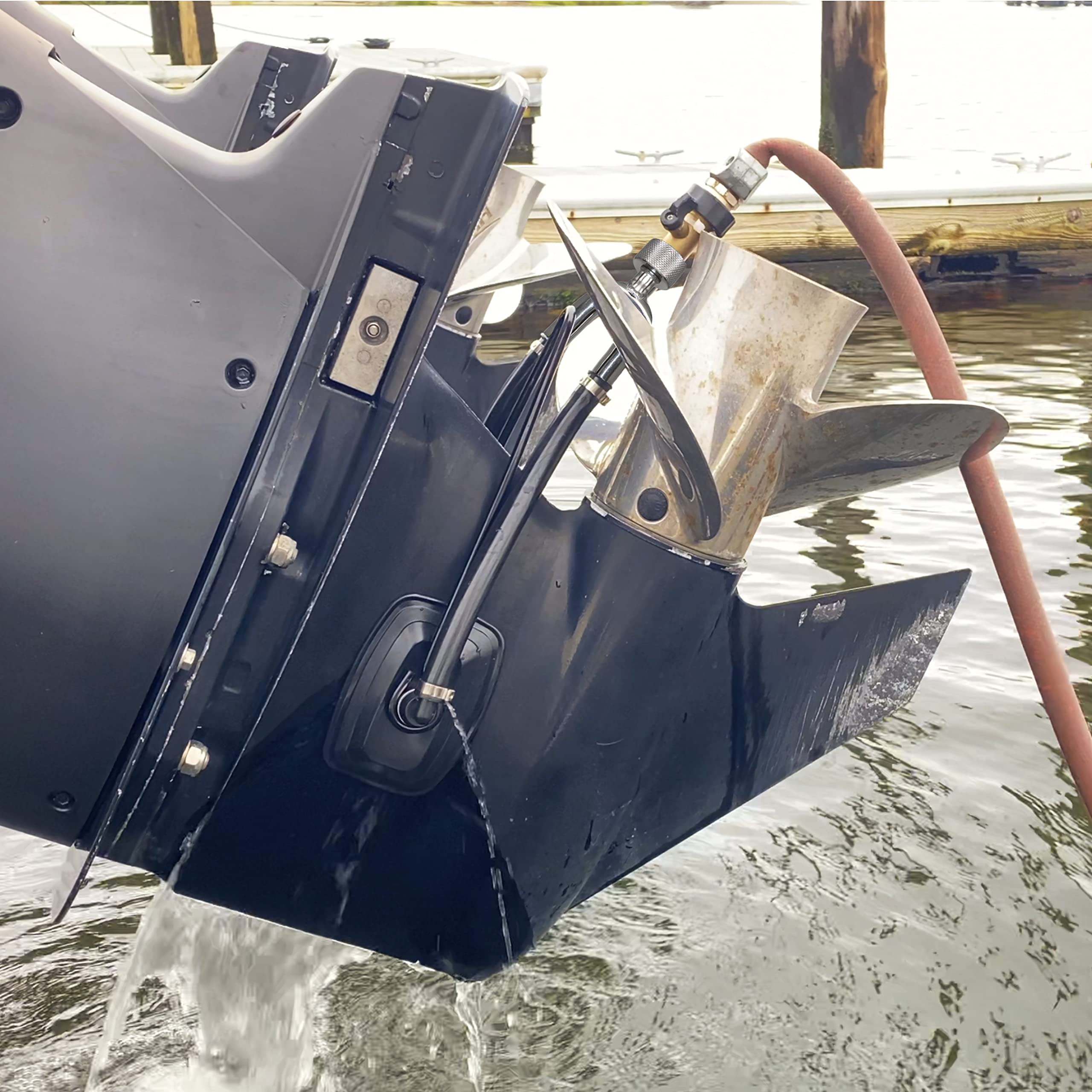Heavy Duty Steel Dual Feed Muff Style Boat Motor Flusher - 5/8