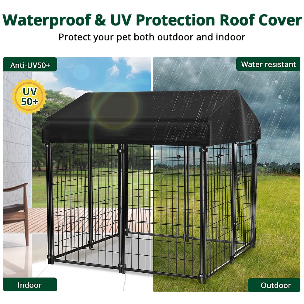 **PawGiant 4ft x 4ft x 4.5ft Outdoor Dog House - Waterproof Roof Cover, Durable Pet Kennel for Small & Medium Dogs - Indoor/Outdoor Dog Crate, Playpen & Enclosure for Backyard, Patio & Travel**
