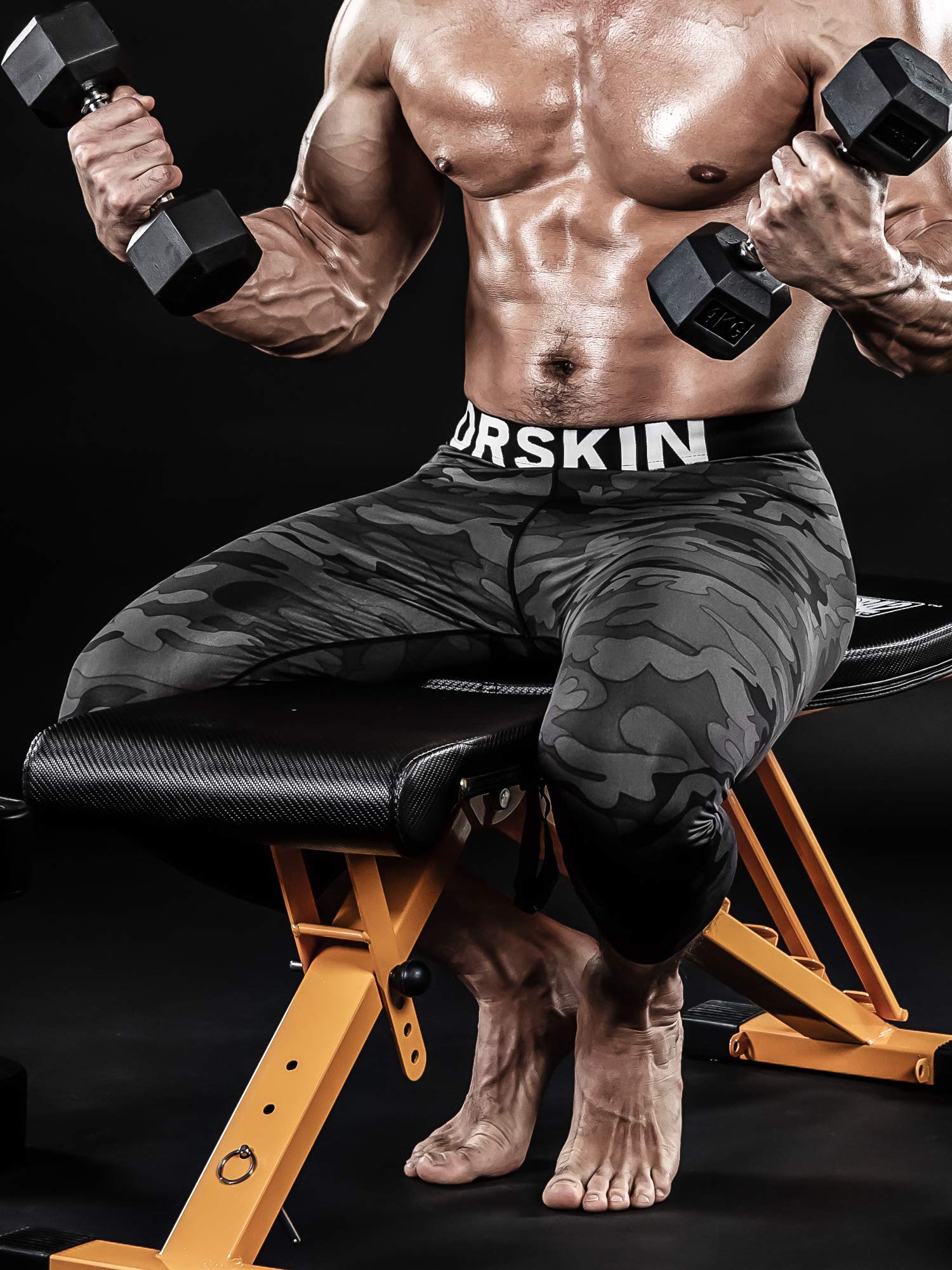 DRSKIN Men's 3/4 Compression Pants - Athletic Running Workout Shorts for Sports & Training