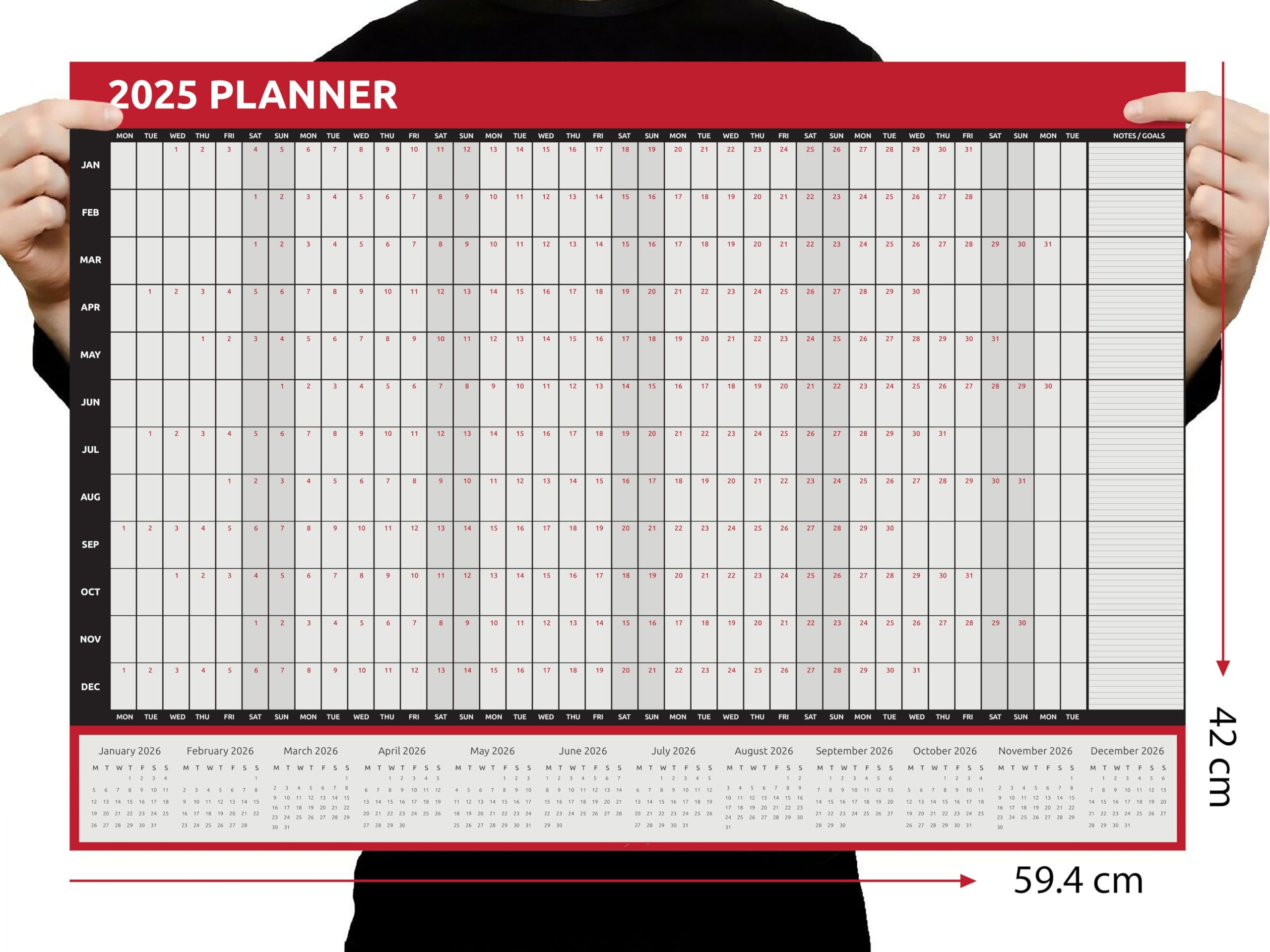 Evelay 2025 Wall Calendar Planner - A2 Size (59.4cm x 42cm) | Full Year at a Glance | Perfect for Home, Office, School & Work Organization | Wall-Mountable for Easy Planning & Productivity