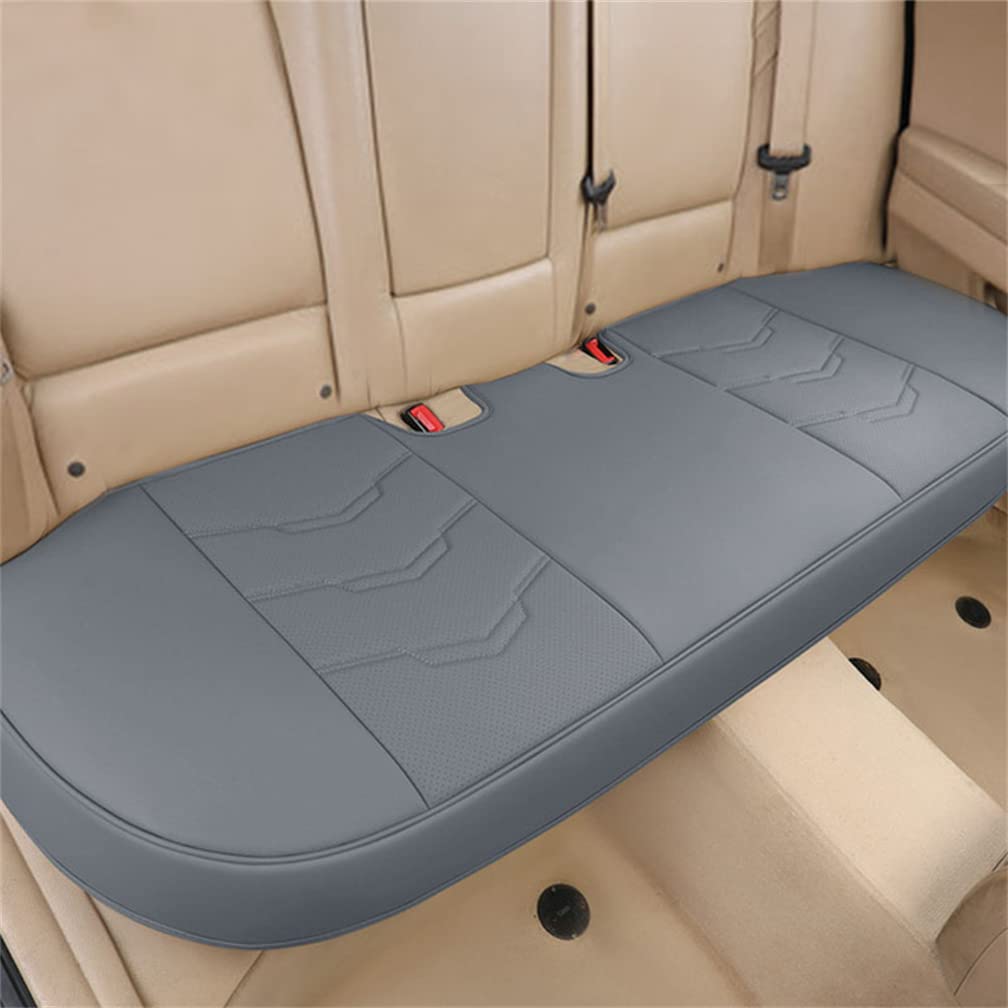 Universal Car Seat Cushion - 1PC PU Leather Rear Seat Protector with Full Wrapping Bottom, Fits 95% Vehicles (Grey) - Perfect for Road Trips, Daily Commuting & Protecting Car Seats from Wear