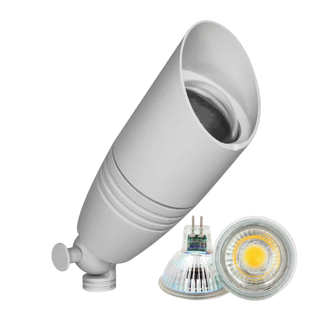 DL05 4x/8x/12x Pack Low Voltage LED Smooth Bullet Directional Outdoor Spotlight - 5W 3000K Warm White - Perfect for Garden, Pathway, and Landscape Lighting