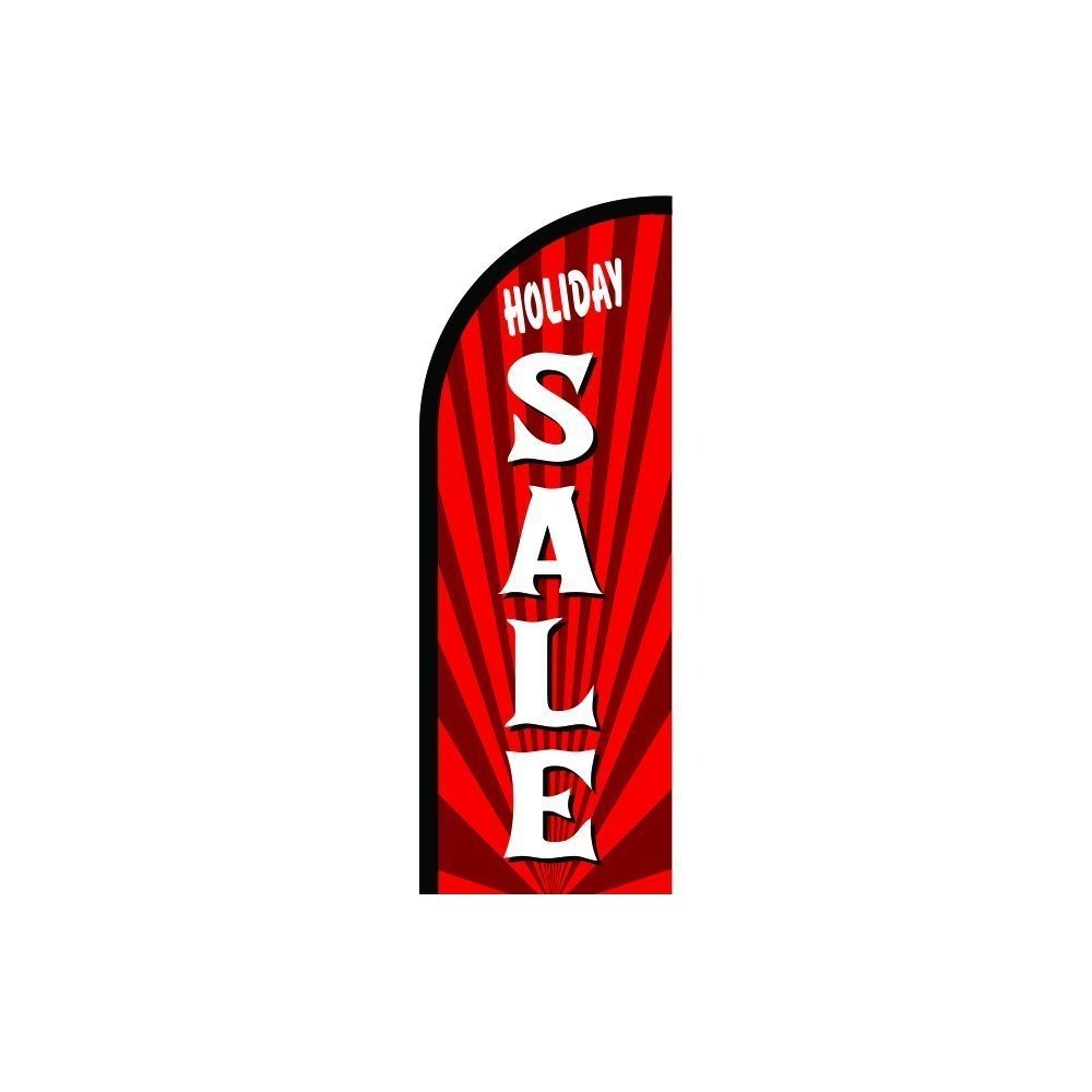 Holiday Sale Feather Flag - 11.5ft Pre-Printed Advertising Banner for Business Promotions | Outdoor Retail Signage, Grand Openings & Seasonal Events