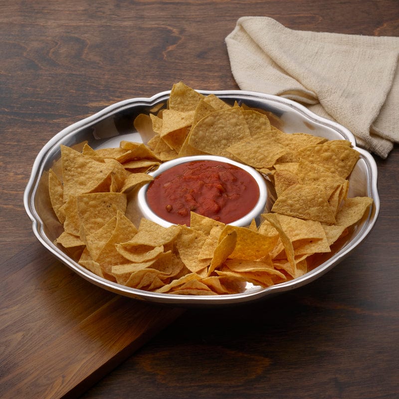 Queen Anne Round Chip and Dip Set - Elegant Serving Platter with Bowl for Parties, Entertaining & Snacks - Perfect for Dips, Salsa, Nuts & Appetizers