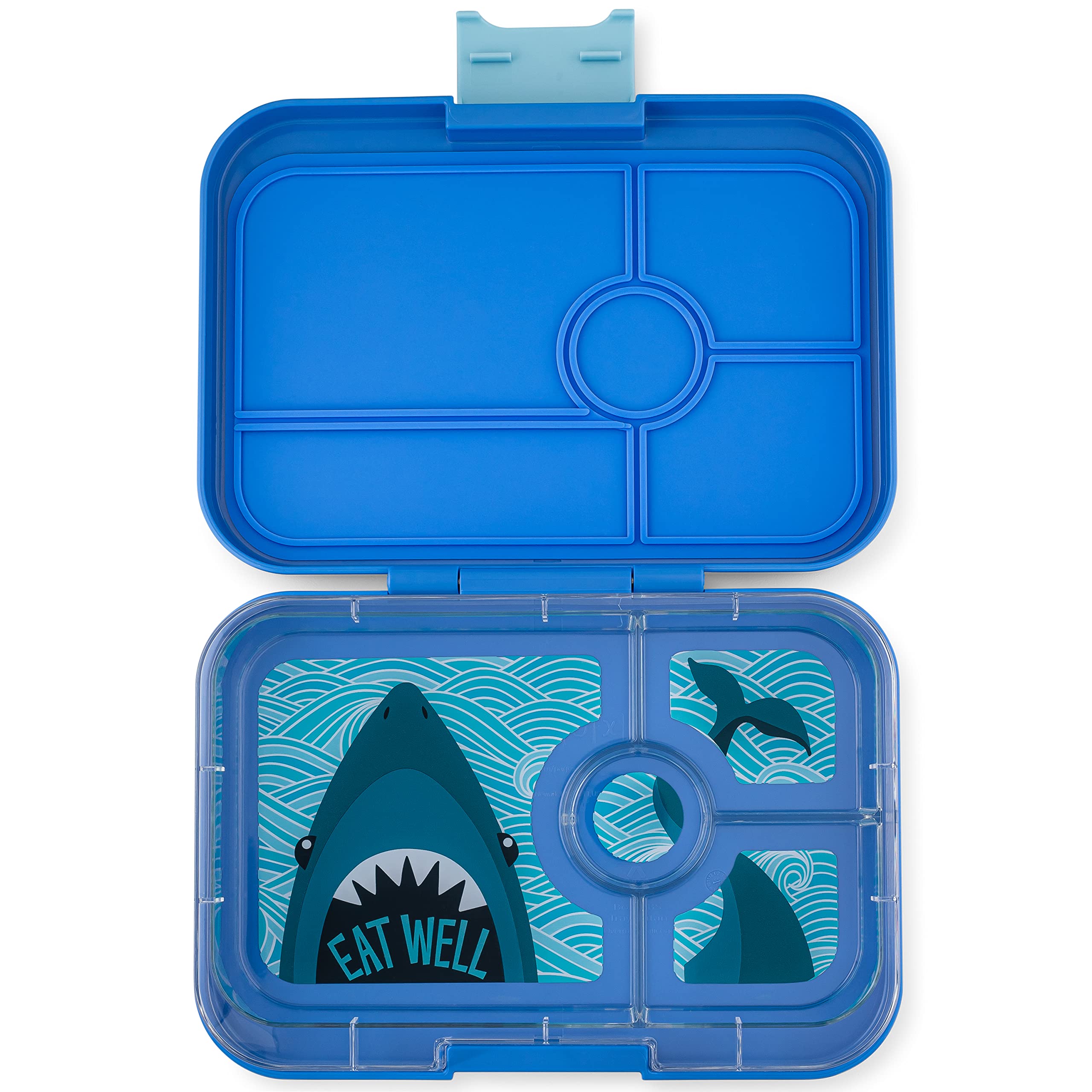Yumbox Tapas Leakproof Bento Box - 4 Compartment Lunch Box for Kids & Adults | True Blue with Shark Tray | Perfect for School, Work, Picnics & Travel
