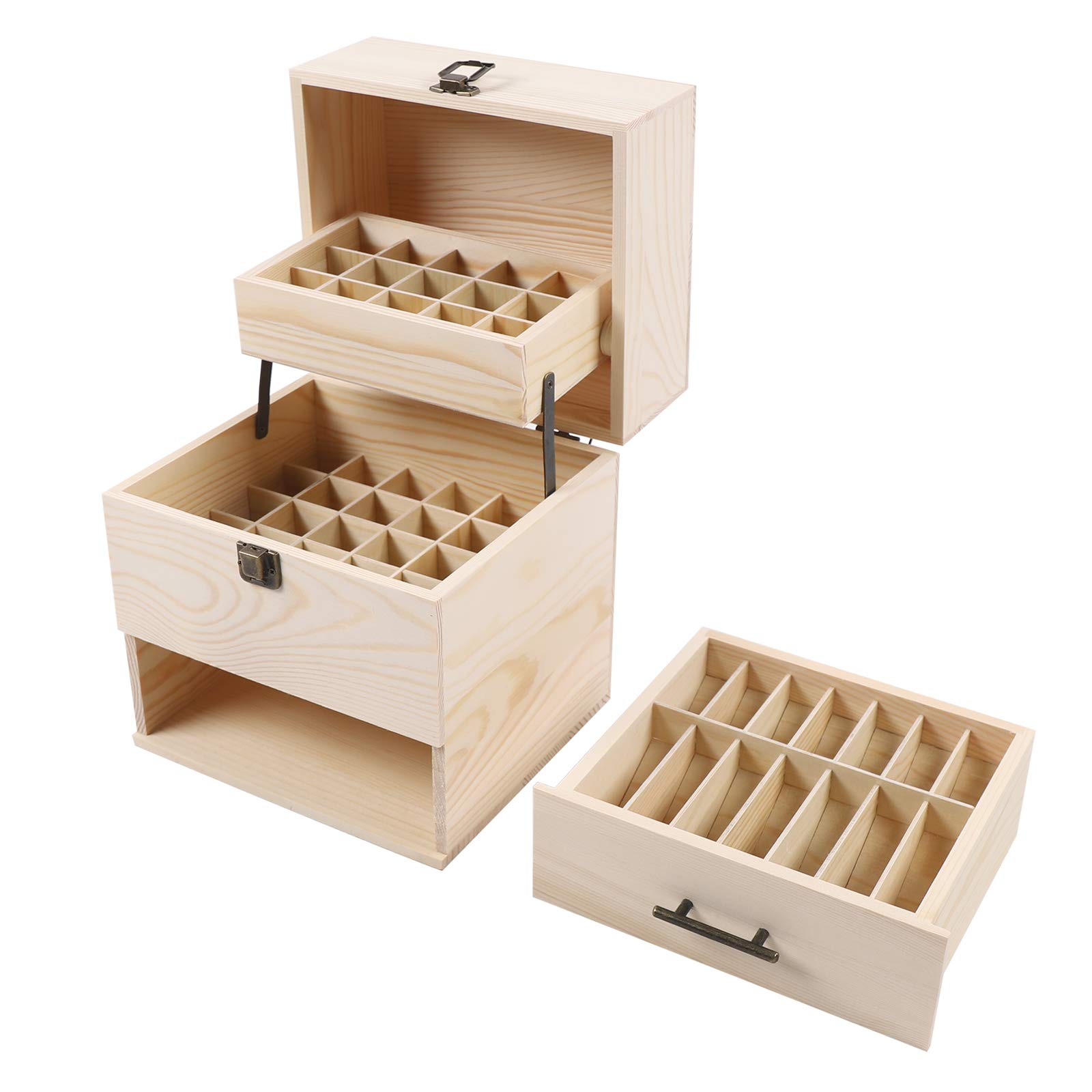 YIYIBYUS 3-Layer Wood Essential Oil Box - 59 Grid Aromatherapy Organizer Container for Essential Oil Storage & Packaging | Perfect for Home Spa, Yoga, and Relaxation Therapy