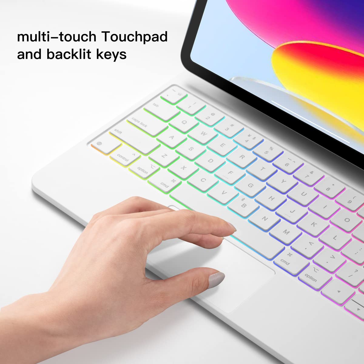 Magnetic Keyboard Case for iPad 10th Generation 10.9 inch 2022 - Slim Floating Cantilever Stand with Backlit Wireless Keyboard & Trackpad (White) - Perfect for Work, Study & Travel