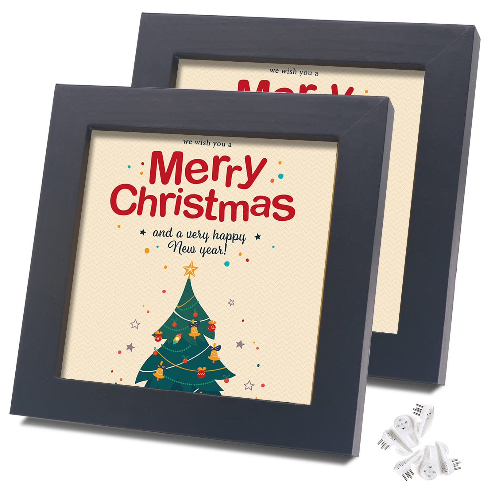 4x4 Wood Photo Frames Set of 2 - Black Square Picture Frames for Wall & Desk Decor