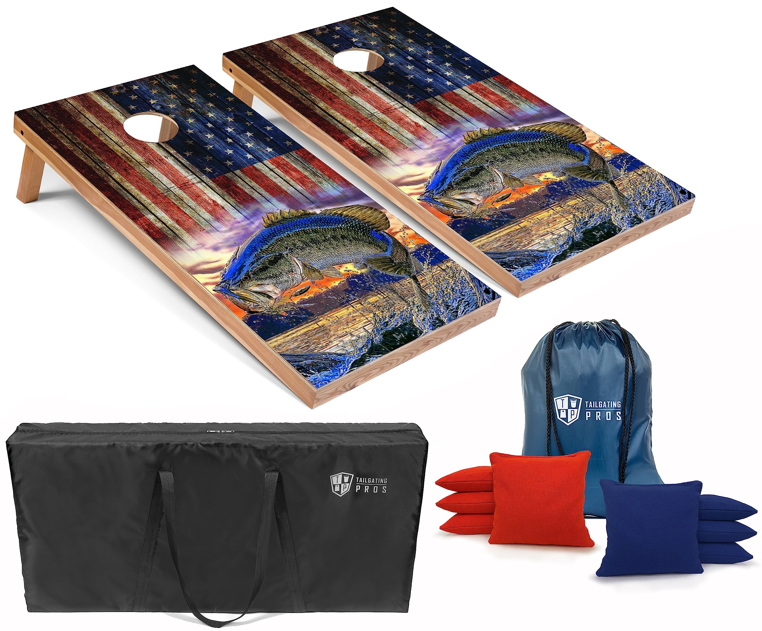 Premium Cornhole Board Set with 8 Bean Bags & Carrying Case - Regulation 4'x2' Size - Tournament & Lightweight Options - LED Light Upgrade Available - Perfect for Backyard Parties, Tailgating & Outdoor Games