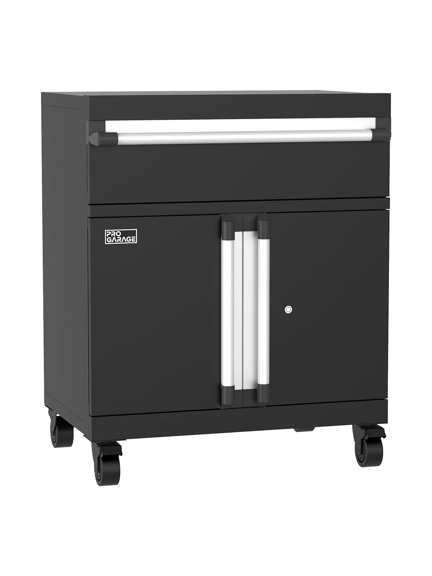 ClosetMaid ProGarage Heavy Duty Steel Base Cabinet with Wheels, Drawer & 2 Doors - Lockable Garage Storage Organizer with Shelf - Black | Perfect for Workshop, Garage & Home Organization
