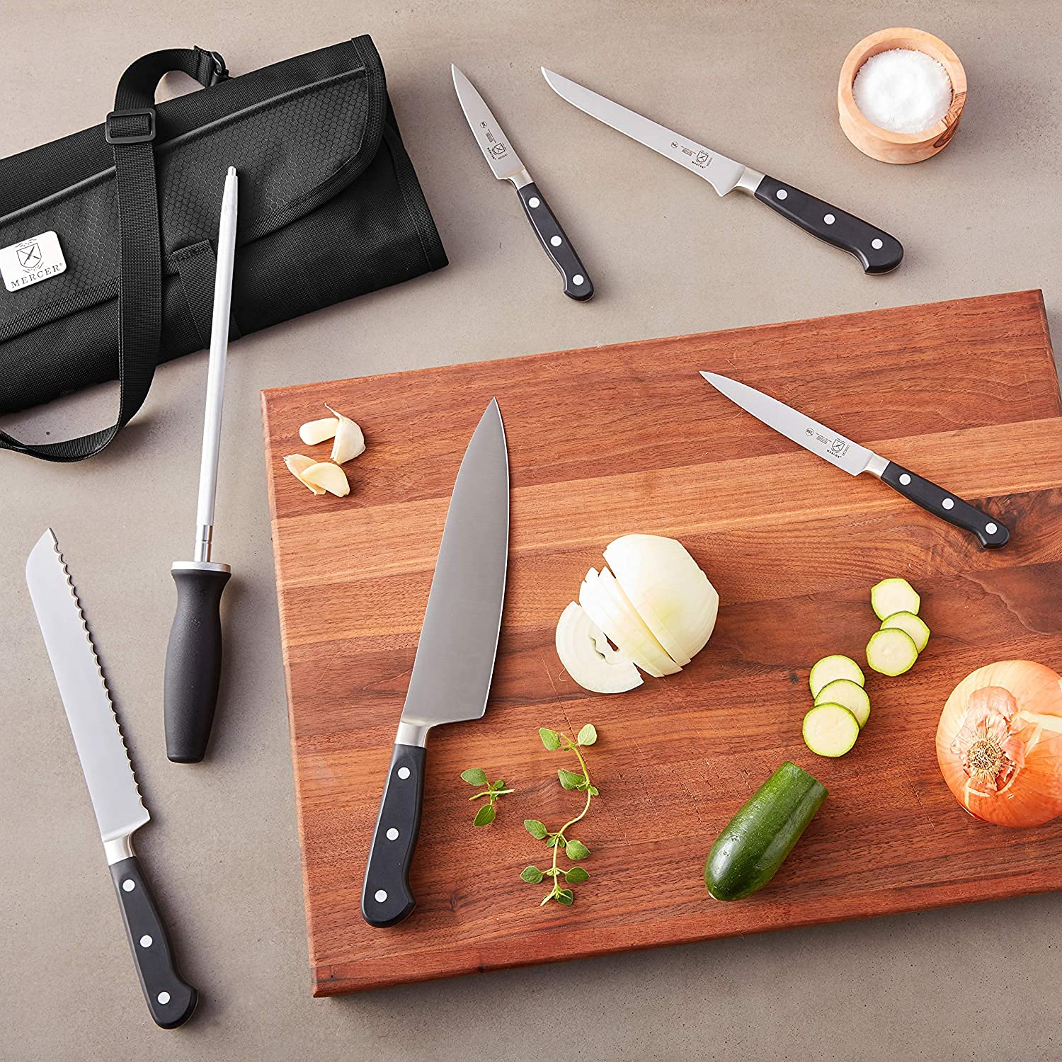 Premium Mercer Culinary 7-Piece Forged Renaissance Knife Set - High Carbon Stainless Steel Kitchen Knives with Ergonomic Black Handles - Perfect for Home Chefs, Cooking Enthusiasts & Professional Kitchens