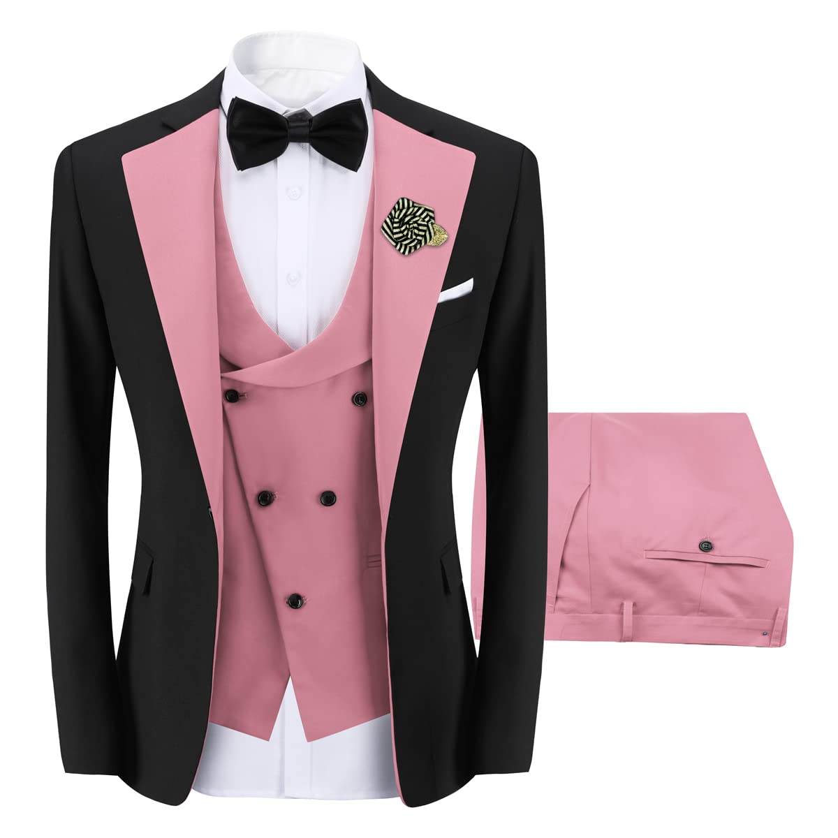 YFFUSHI Men's Slim Fit 3 Piece Suit Set - One Button Blazer, Vest & Pants for Wedding, Prom, Party, Business & Formal Occasions | Premium Tailored Suits for Grooms, Professionals & Special Events