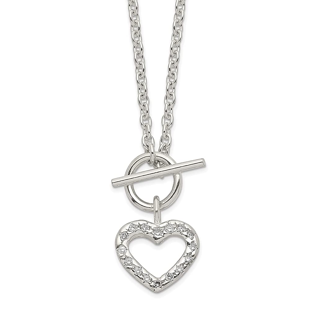 925 Sterling Silver Heart Pendant Necklace with Cubic Zirconia - Dainty Love Tag Charm Jewelry for Women - Perfect Gift for Her, Anniversary, Valentine's Day & Special Occasions