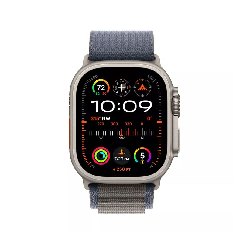 Apple Watch Ultra 2 (GPS + Cellular) Titanium Case 49mm with Blue Trail Loop Band S/M - Perfect for Outdoor Adventures, Fitness Tracking & Daily Wear