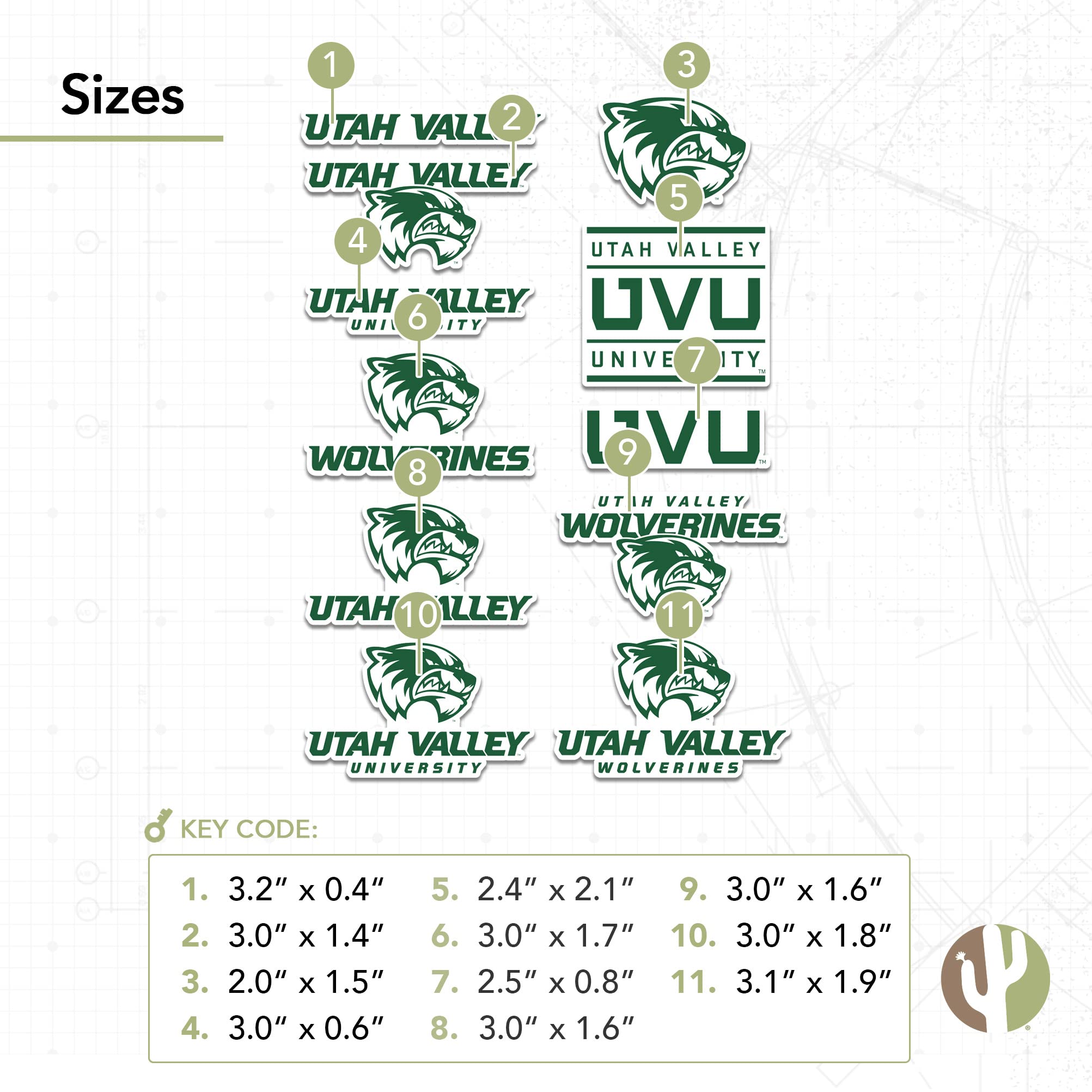UVU Wolverines Desert Cactus Vinyl Decals - Waterproof Stickers for Laptop, Water Bottle, Car & Scrapbook - Utah Valley University Fan Gear - Perfect for School Spirit & DIY Crafts