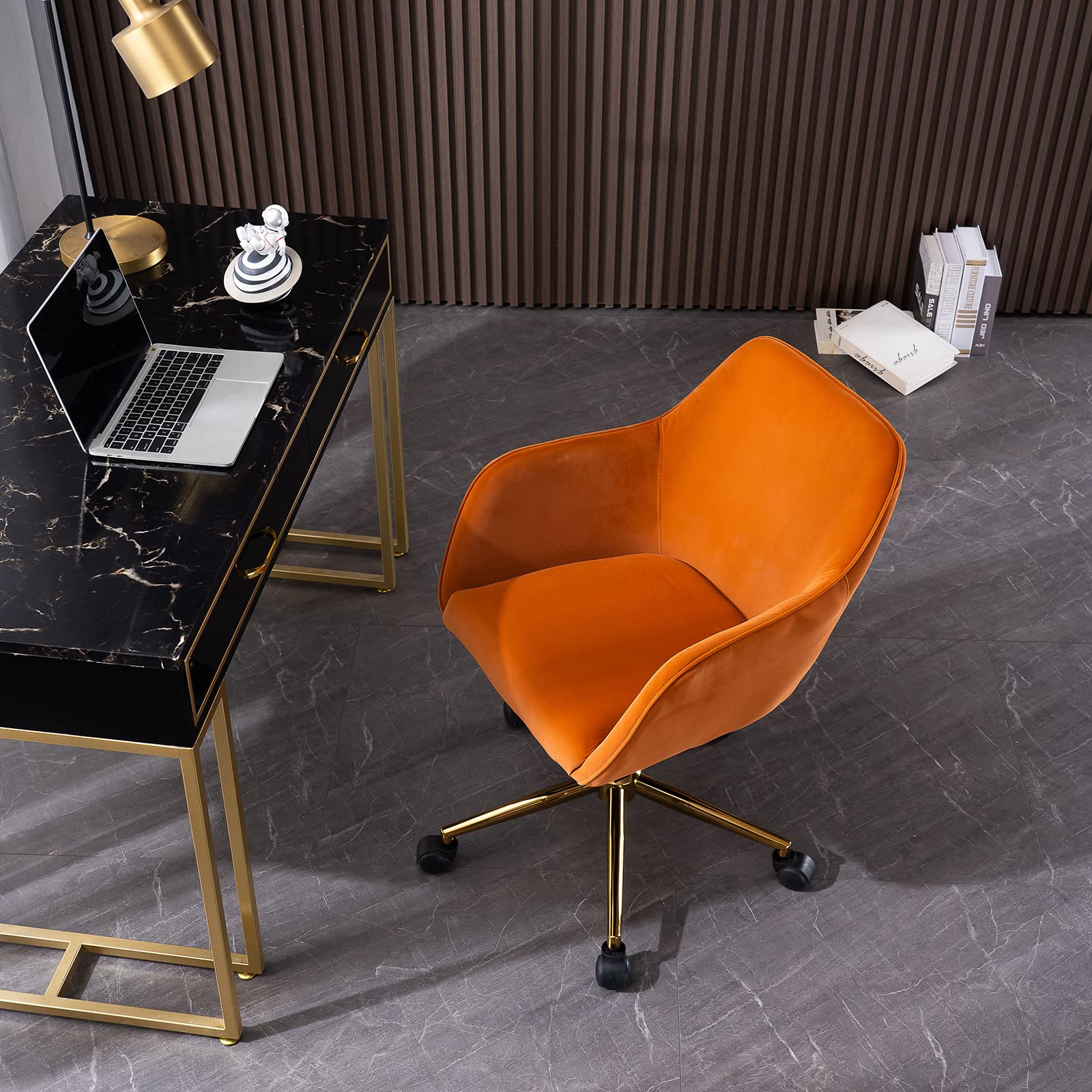 Ergonomic Home Office Chair with Lumbar Support & Adjustable Armrests - 360° Swivel Rolling Mesh Computer Desk Chair for Comfortable Work (Orange) - Perfect for Long Hours of Working, Gaming, and Online Study Sessions