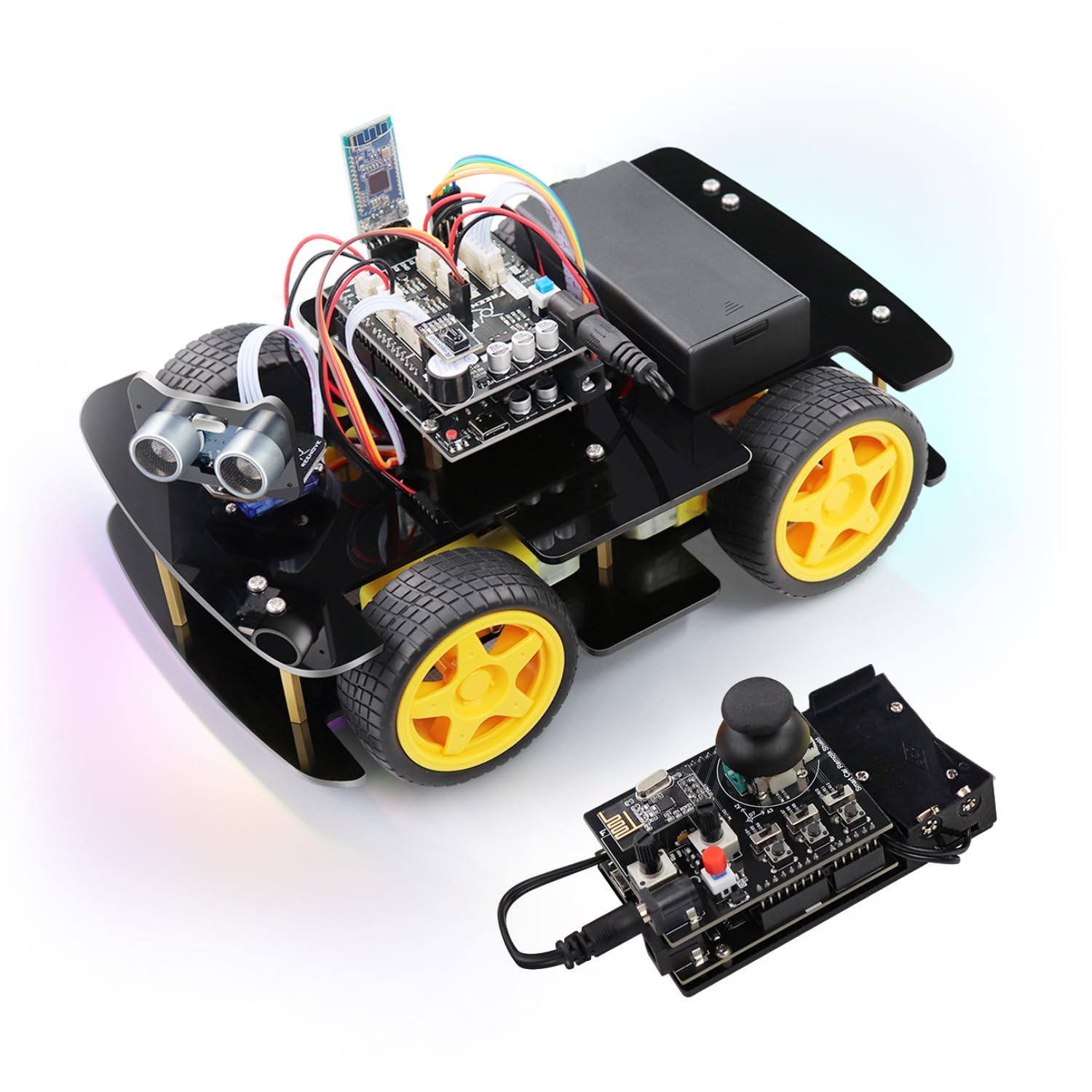 Freenove 4WD Smart Robot Car Kit with Arduino IDE Compatibility - Remote Control, Line Tracking, Obstacle Avoidance, Ultrasonic Sensor & Wireless Motor Servo | STEM Learning, DIY Robotics Projects for Beginners & Hobbyists