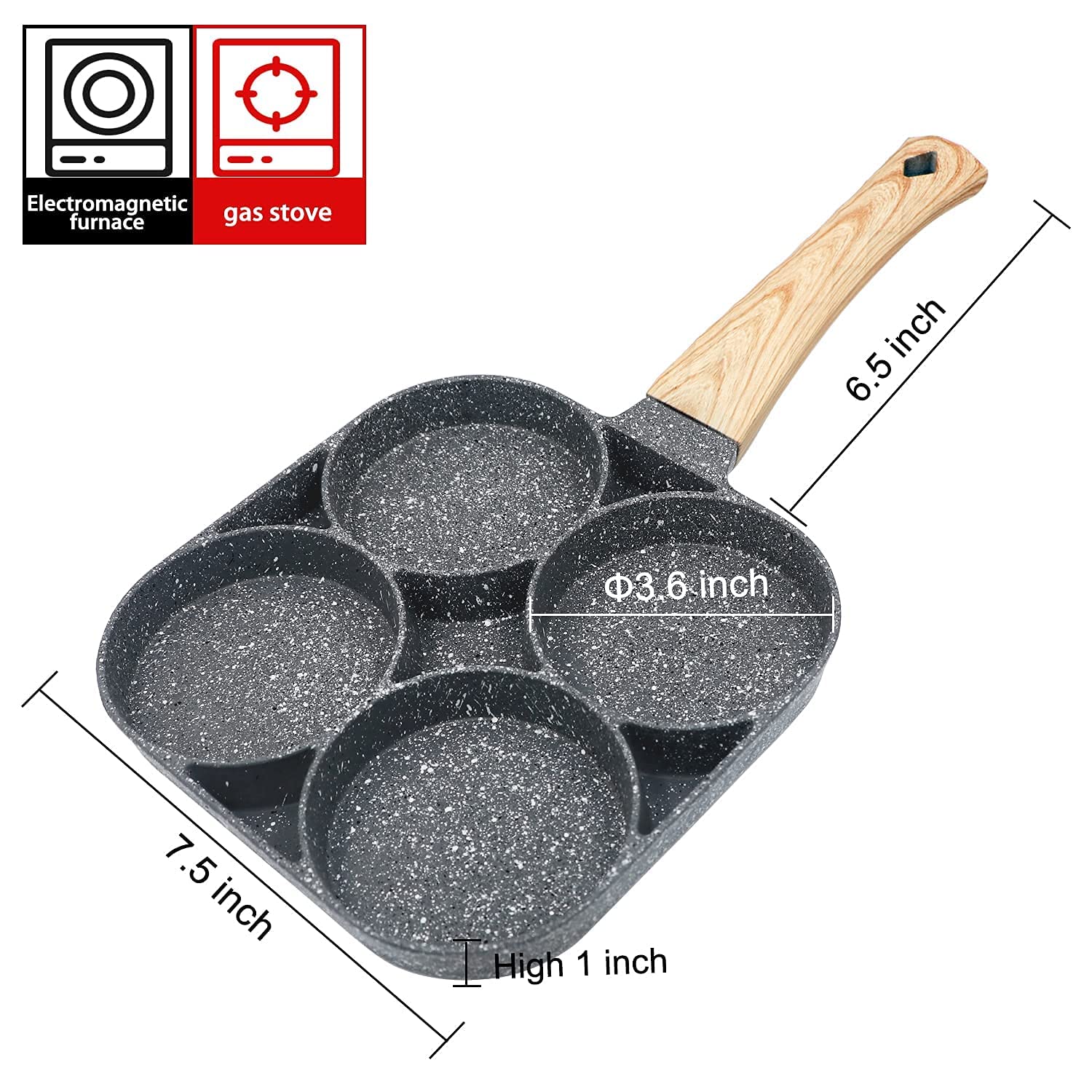 Nonstick 4-Cup Egg Frying Pan - Aluminum Alloy Pancake & Omelette Cookware - Perfect for Breakfast, Camping, and Family Cooking