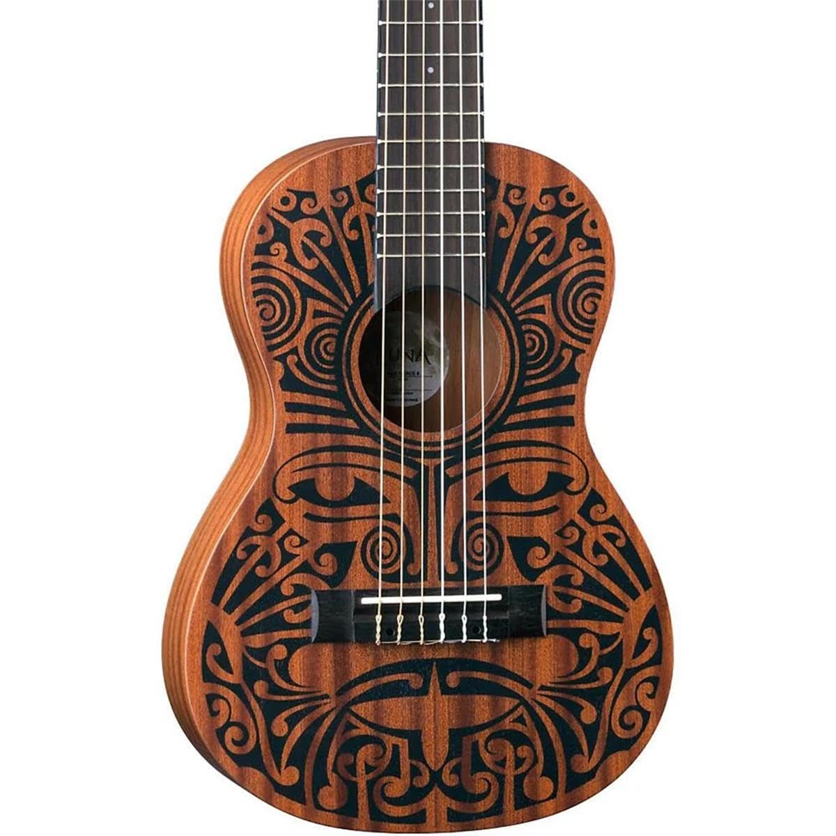 Luna Guitars UKE Tribal 6 - 6-String Concert Ukulele with Mahogany Body & Tribal Design - Perfect for Beginners, Travel & Beach Performances