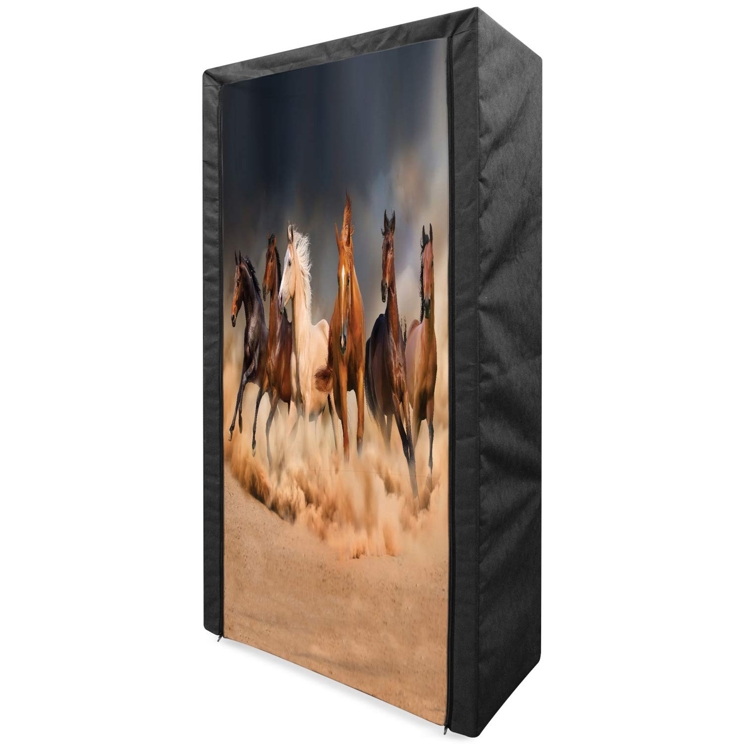 Ambesonne Portable Fabric Wardrobe with Galloping Horse Design - 33.5