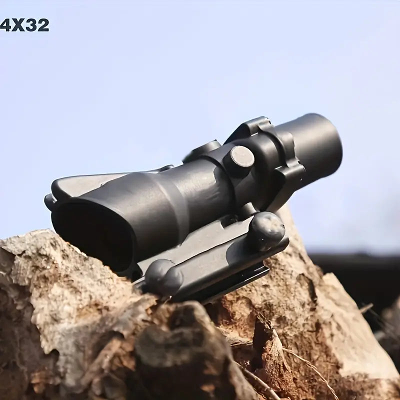 4X32 Prism Scope with Red Fiber Optics & Chevron Reticle - Red Dot Sight for Hunting, Shooting & Tactical Use | Durable Rifle Scope for Outdoor Adventures