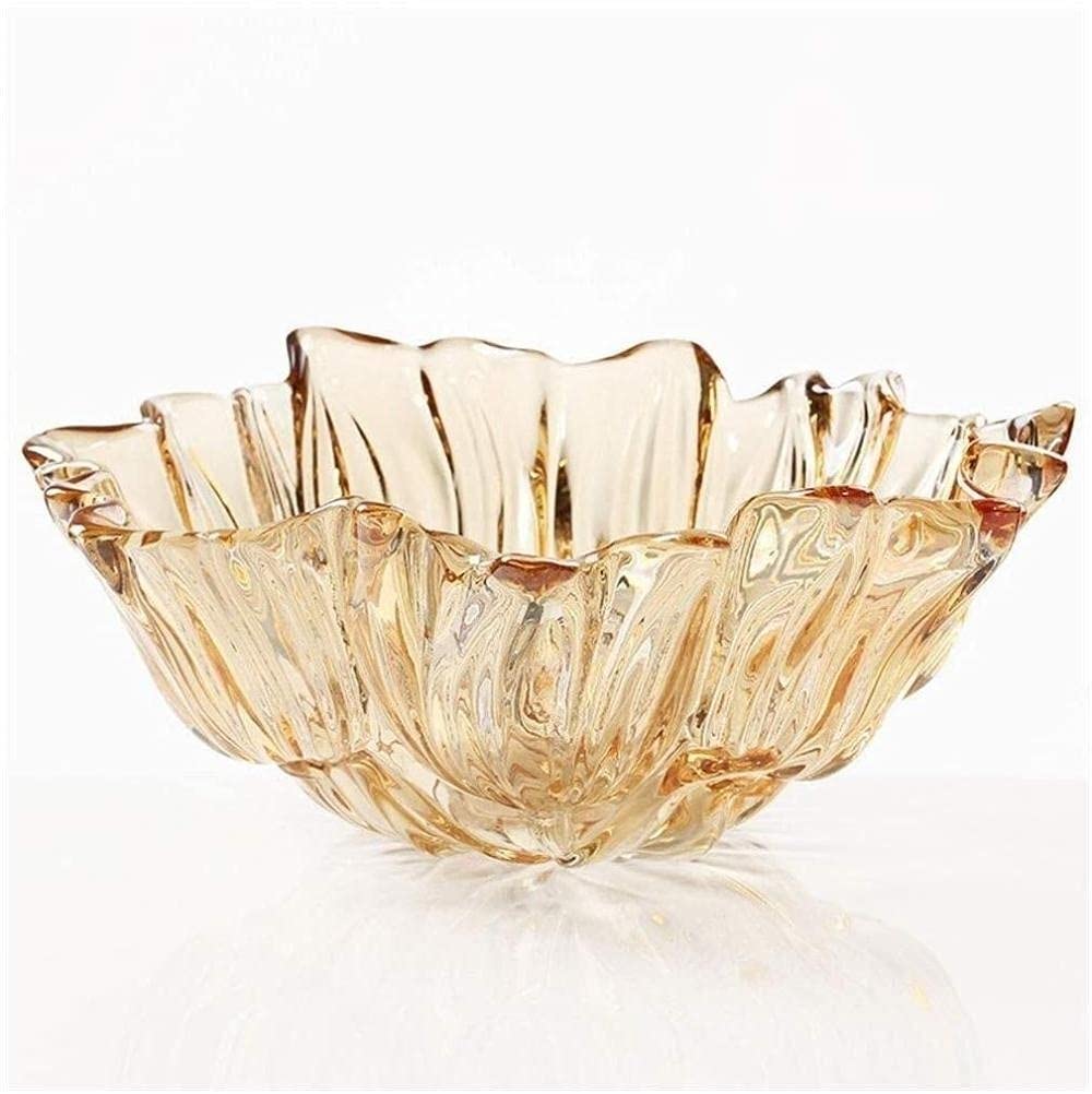 Crystal Glass Fruit Bowl & Tray - Elegant Kitchen Countertop Fruit Stand for Living Room | Perfect for Serving Fresh Fruits & Vegetables | Size A