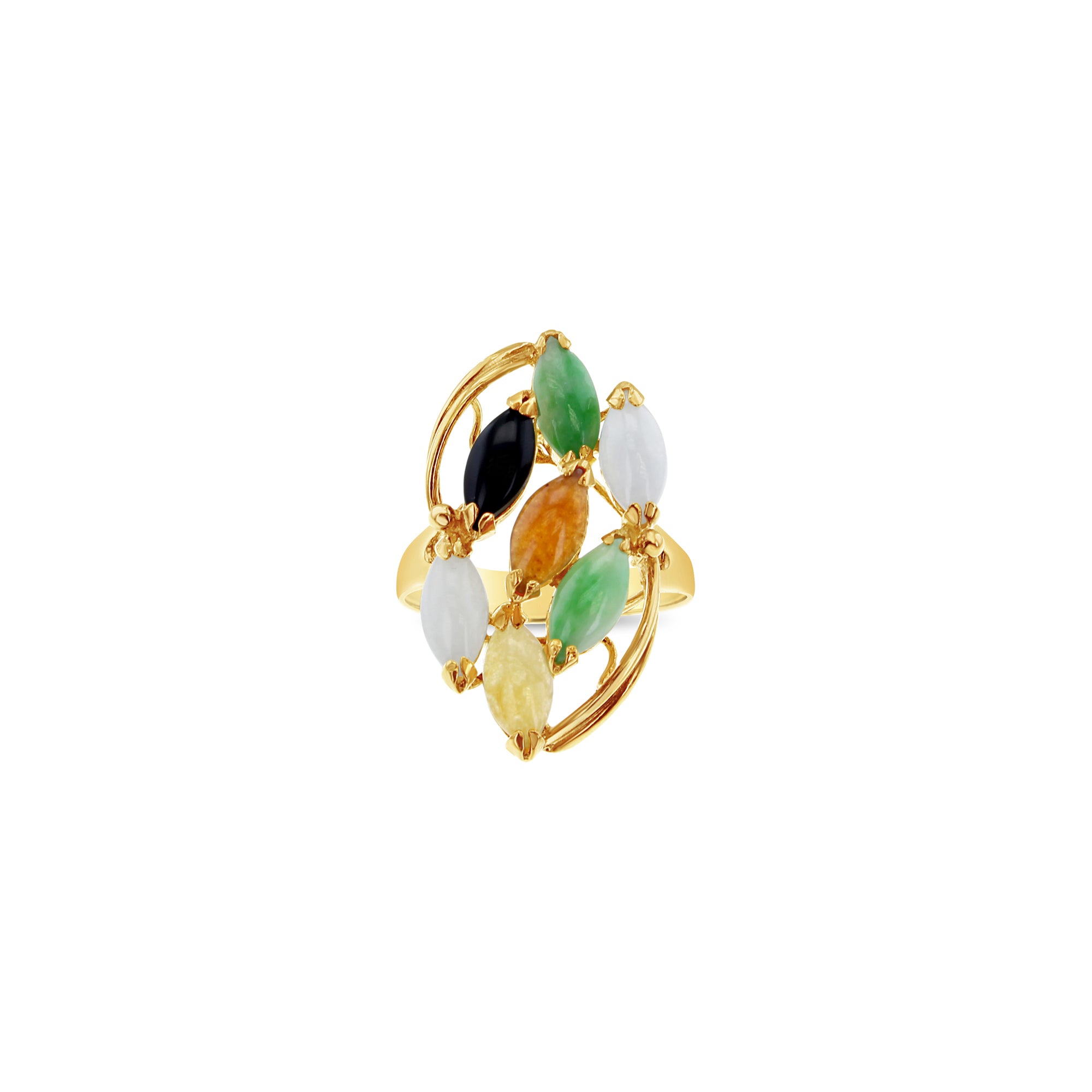Exquisite Marquise Cut Colored Jadeite Ring for Women | Vintage Inspired Green Jade Jewelry | Perfect for Weddings, Parties & Special Occasions