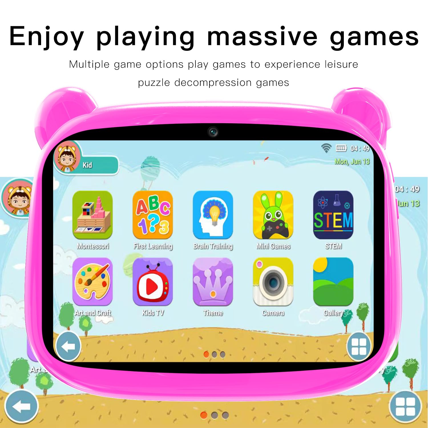 Octa Core 7 Inch Kids Tablet - 2GB RAM 16GB ROM, 5G WiFi, HD 1280x800 IPS Screen | Purple Android Tablet for Children | Perfect for Learning, Games & Entertainment