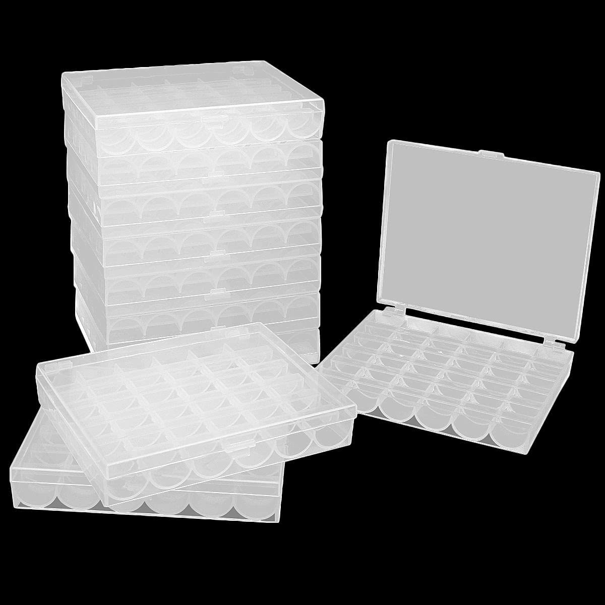 ZOEYES 10 Pack Clear Plastic Bobbin Organizer with 36 Slots - Sewing Machine Bobbin Storage Case for Thread Spools - Perfect for Quilting, Embroidery & Sewing Projects