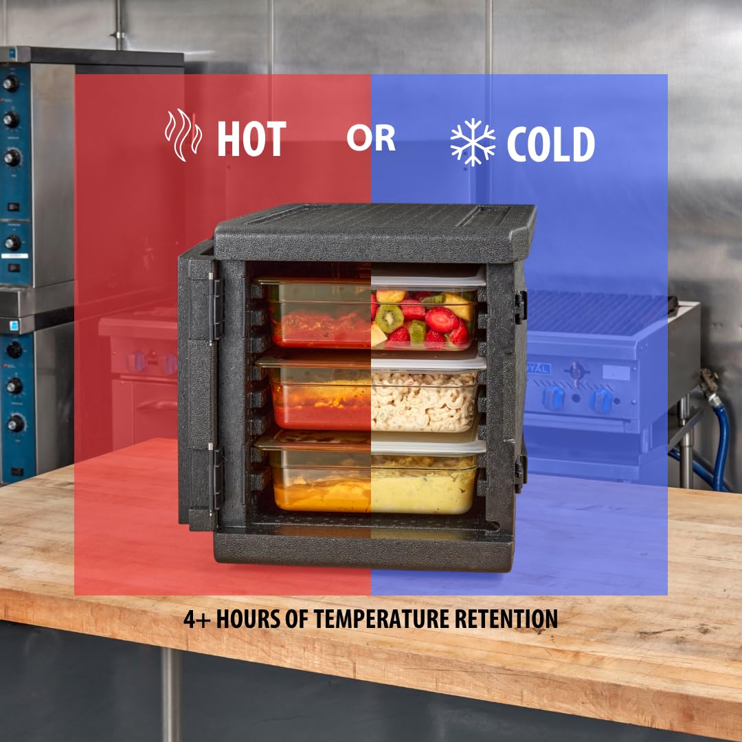 Cambro GoBox Insulated Lightweight Thermal Hot Box & Food Pan Carrier (EPP300) - Holds Three 4-Inch Pans - Catering Food Warmer for Transport & Events - Front Load Design (Gray) - Perfect for Restaurants, Food Delivery & Outdoor Catering Services
