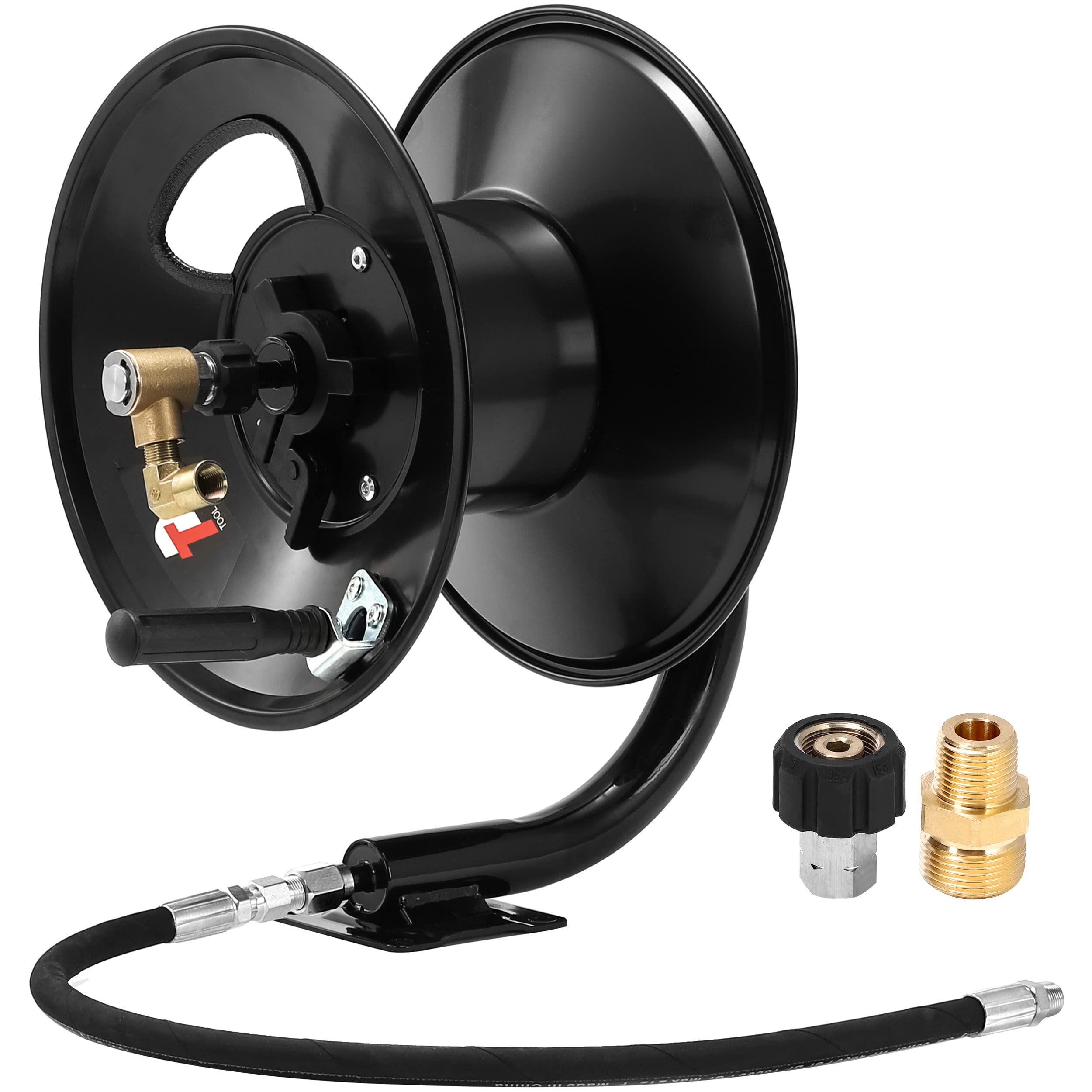 Heavy Duty Pressure Washer Hose Reel with Swivel - 50ft Commercial Grade Whip Hose for Power Washers - Perfect for Car Washing, Deck Cleaning & Home Exterior Maintenance