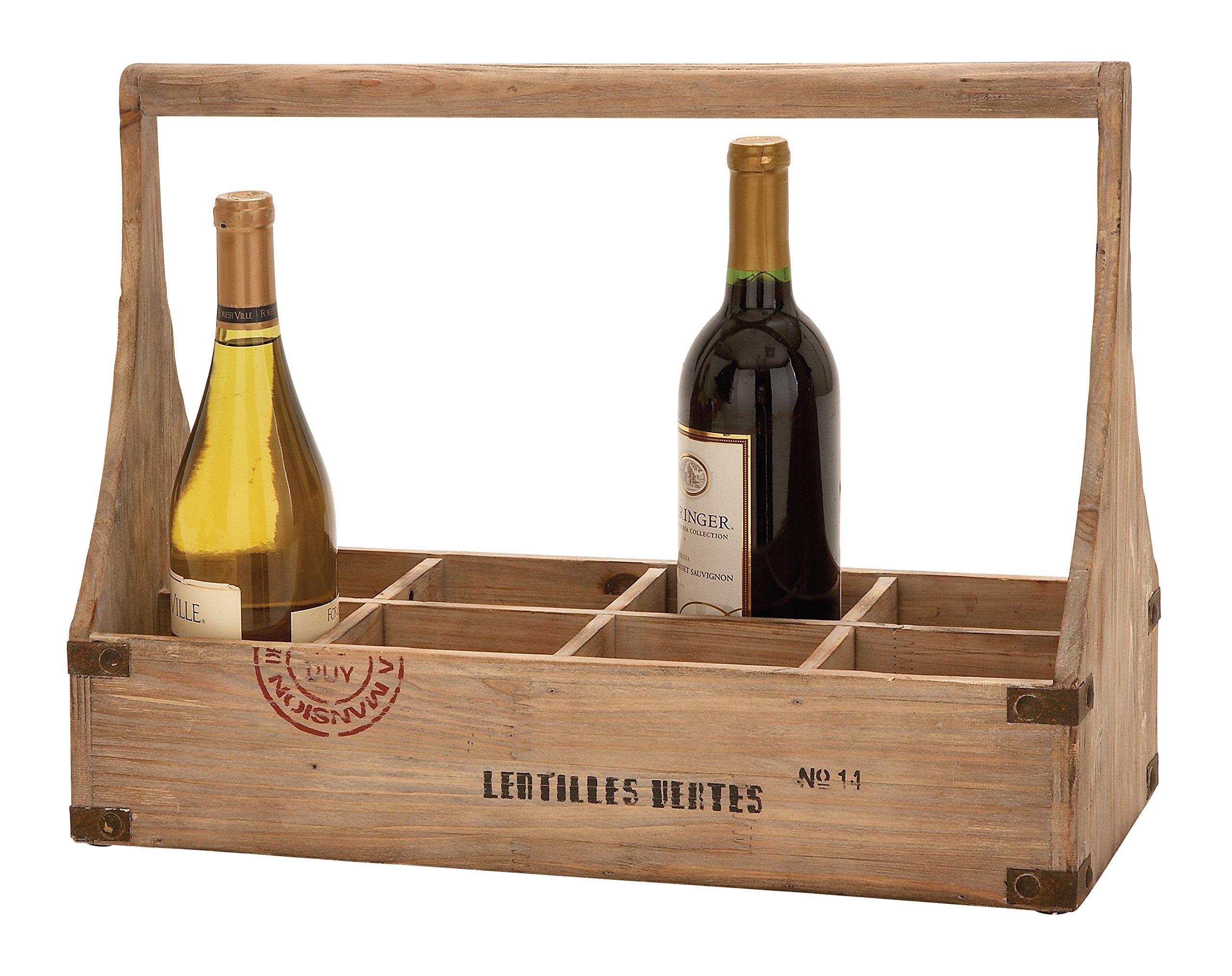 Deco 79 Wooden Wine Basket Holder - Rustic Wine Bottle Storage for Kitchen, Bar & Dining Room - Perfect for Wine Lovers & Home Decor