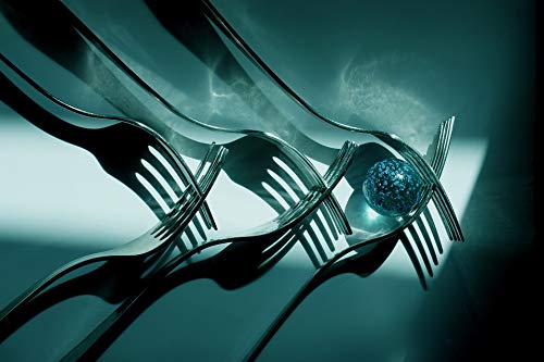 20x30 Inch Laminated Glass Shadows Forks Utensil Silhouette Poster - Vibrant Colors & High-Quality Print - Perfect for Kitchen Decor, Dining Room Wall Art & Gift Ideas
