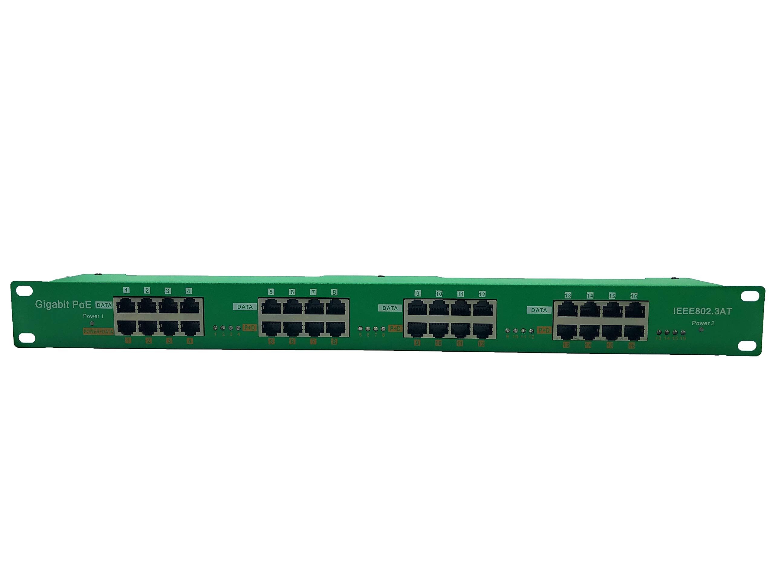 16 Port Gigabit PoE Injector 802.3at with Dual 56V 120W Power Supplies - Power Over Ethernet Switch for IP Cameras, WiFi Access Points, VoIP Phones | Ideal for Office Networks, Security Systems & Smart Home Devices