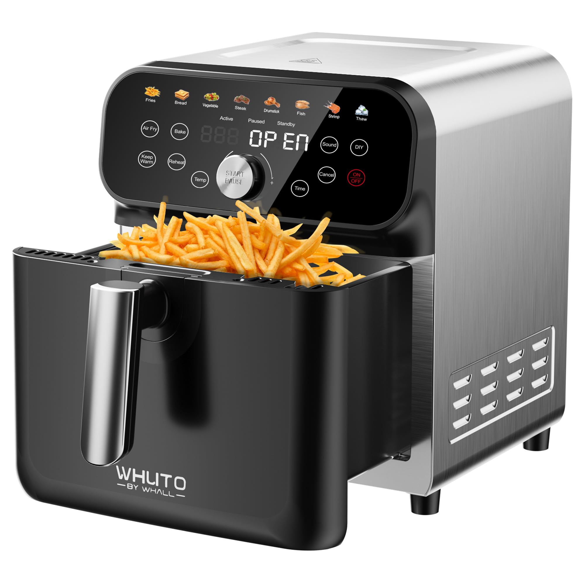 5.2QT Air Fryer Oven with LED Digital Touchscreen - 12 Preset Functions for Air Frying, Baking, Reheating & Keep Warm | Nonstick Dishwasher-Safe Basket | Stainless Steel/Black&Silver | Perfect for Healthy Cooking, Quick Meals & Family Snacks